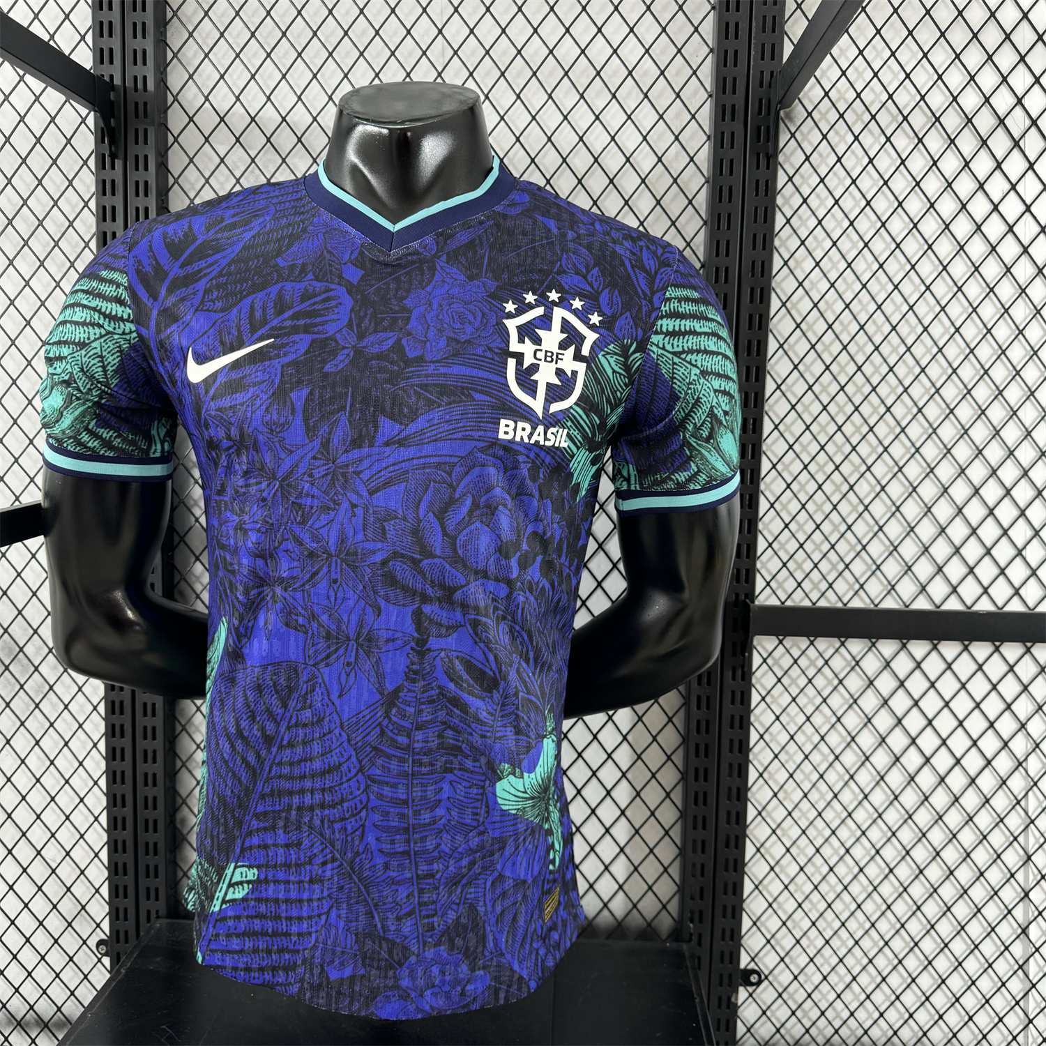 AlphaJersey-Brazil 25-26 Blue Flowers and Leaves Jersey - Player Version