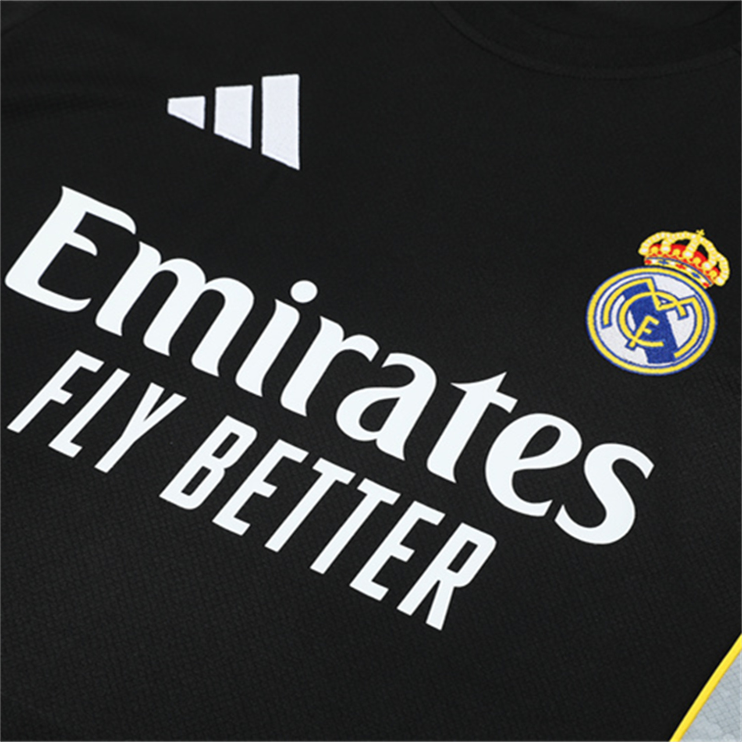 AlphaJersey-Real Madrid 25-26 Kids Short-Sleeve Training Set - Yellow Line Black Top and Black Shorts