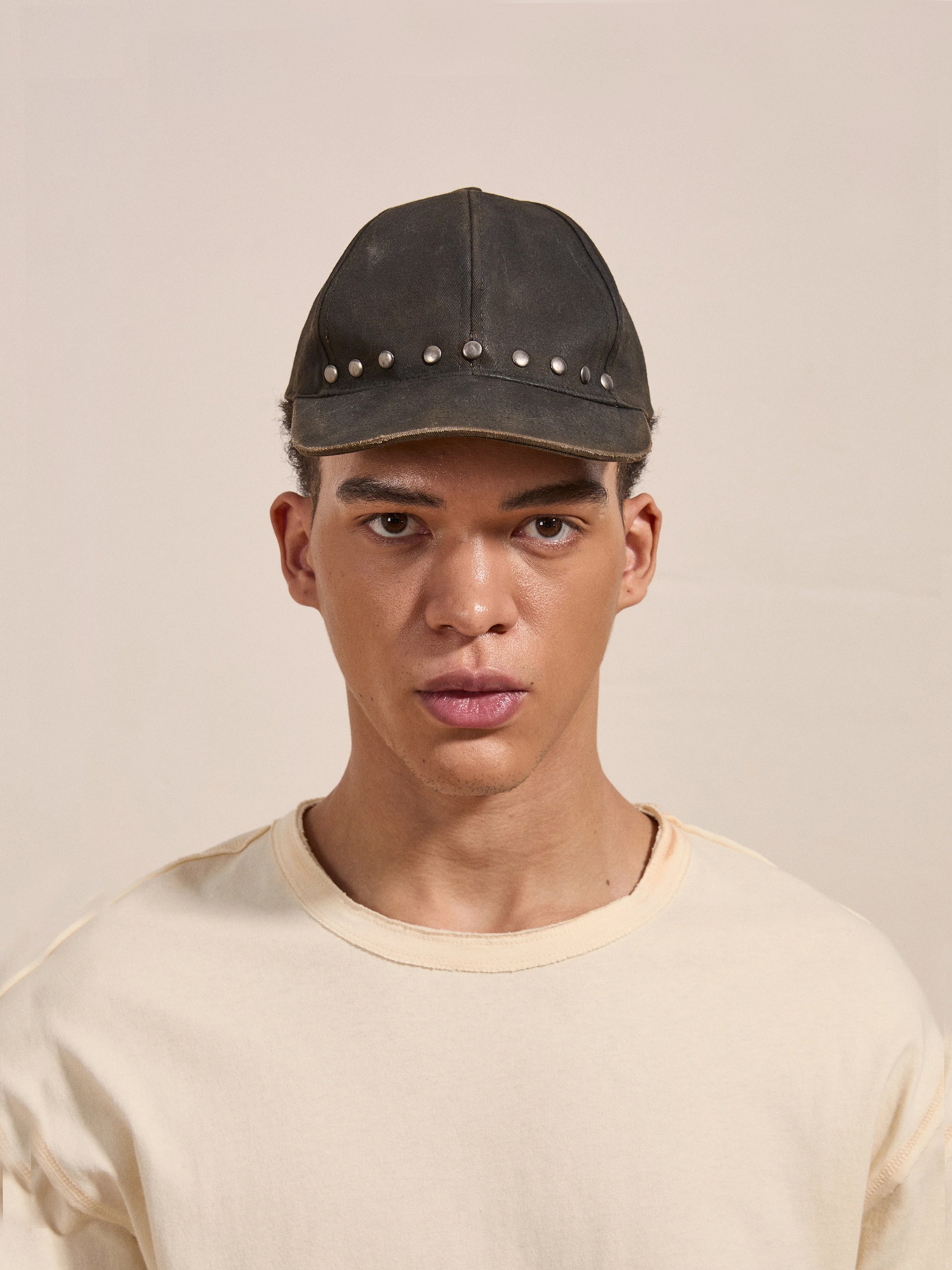 Waxed Charcoal Studded Cap | Modern Menswear by yycbvcnbmmnbm