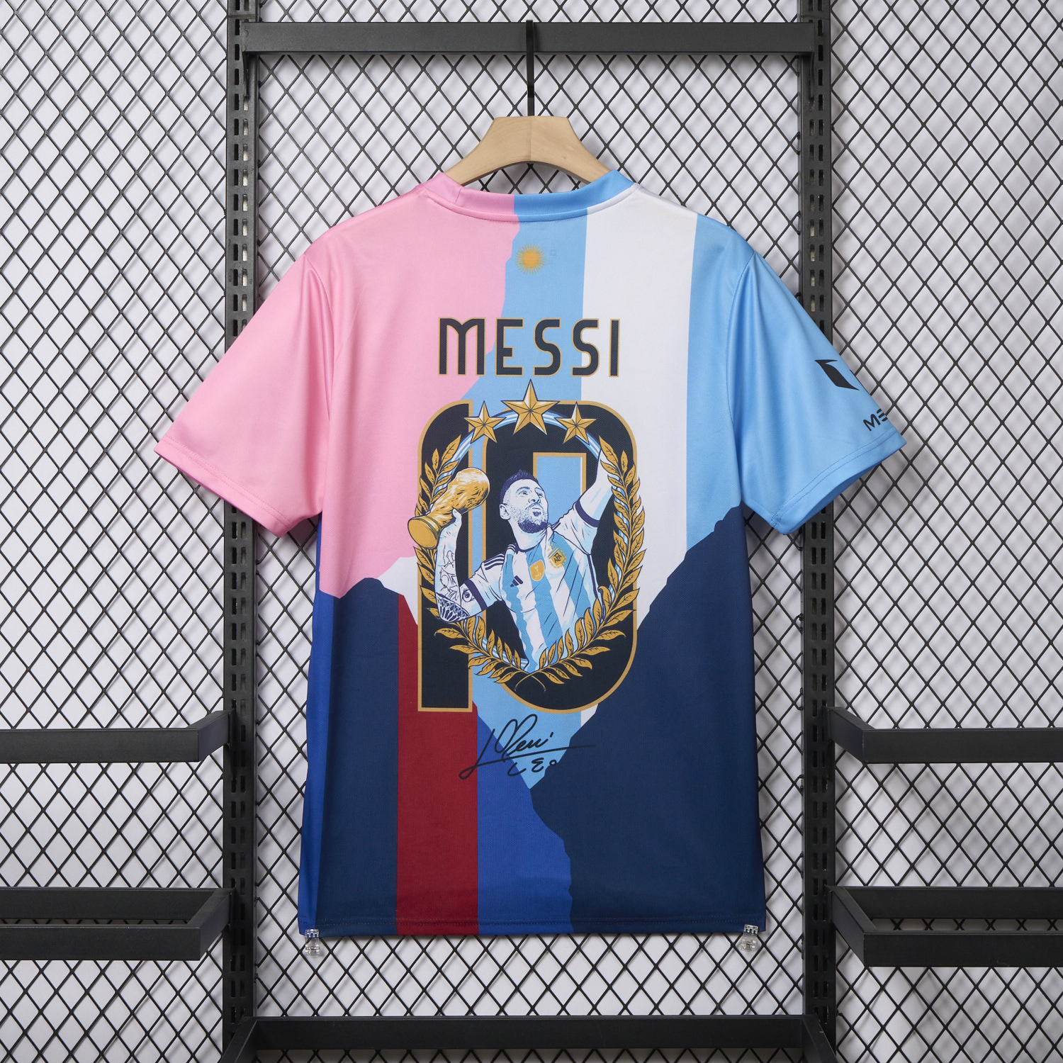 AlphaJersey-Messi Career Commemorative Jersey - Fans Version - Argentina INT M.A.M Barcelona - with 10 Special Font
