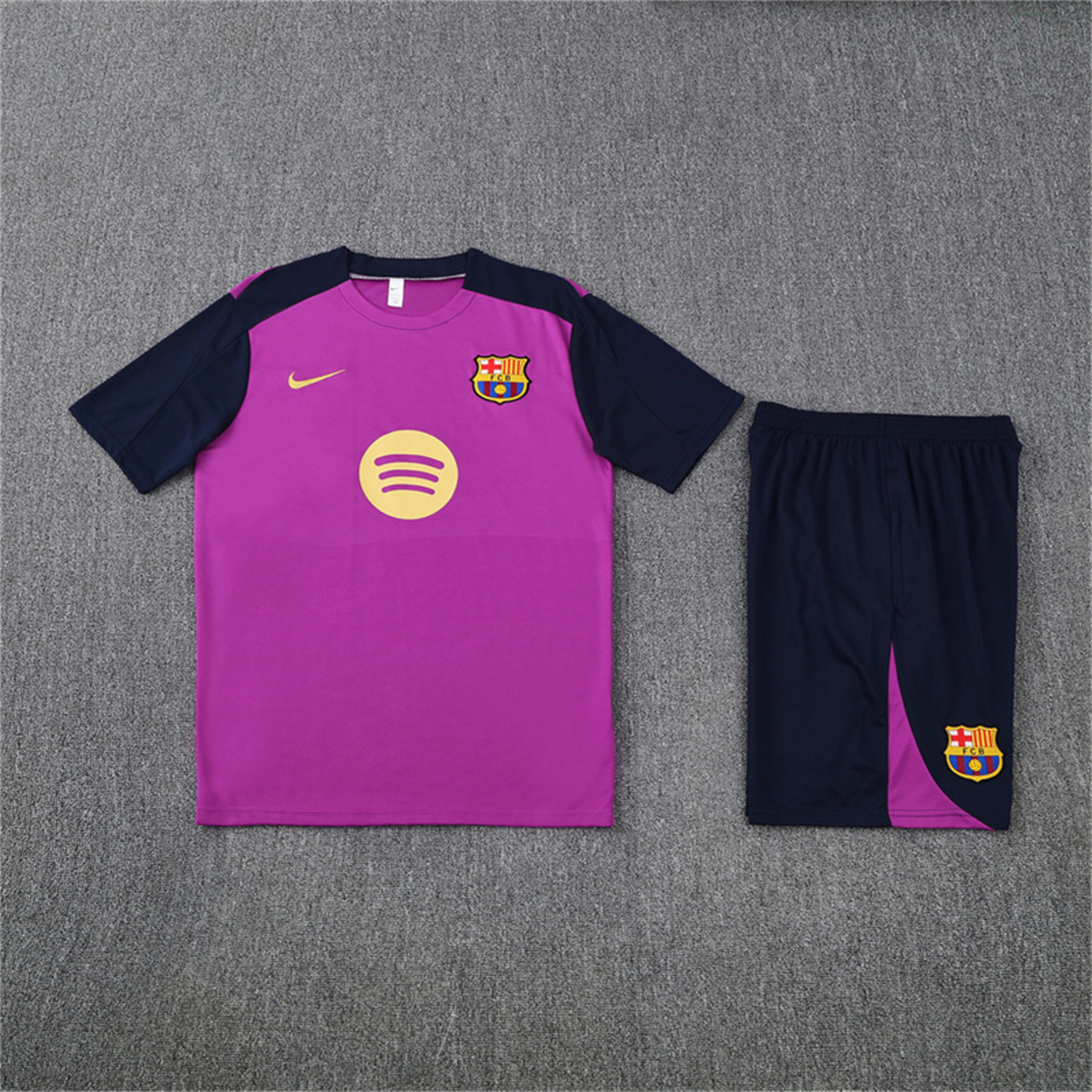 AlphaJersey-Barcelona 25-26 Kids Short-Sleeve Training Set - Purple Top & Deep Blue Shorts