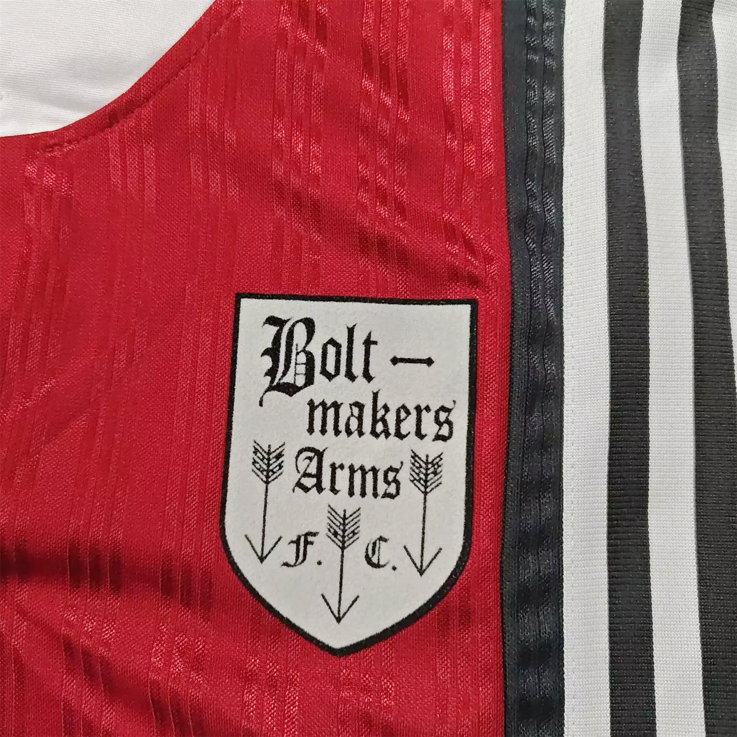 AlphaJersey-Retro Boltmakers Arms 1996 Oasis Originals Red And Black Jersey