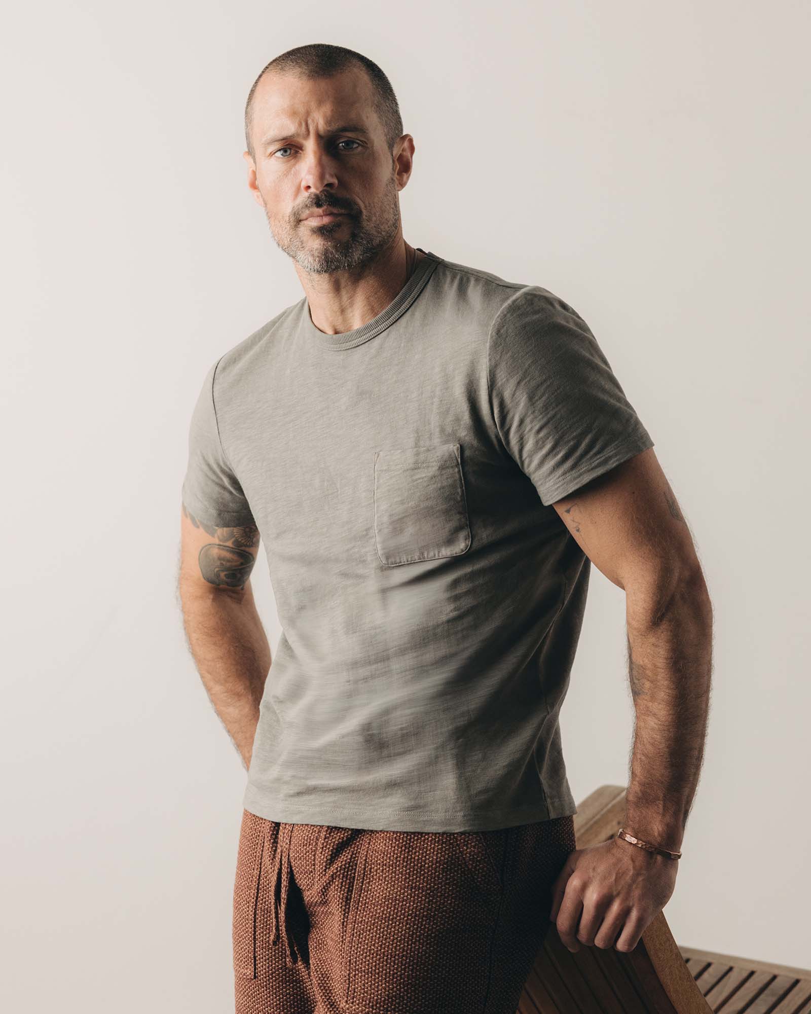 The Slub Tee in Smoked Olive | Modern Menswear by yycbvcnbmmnbm