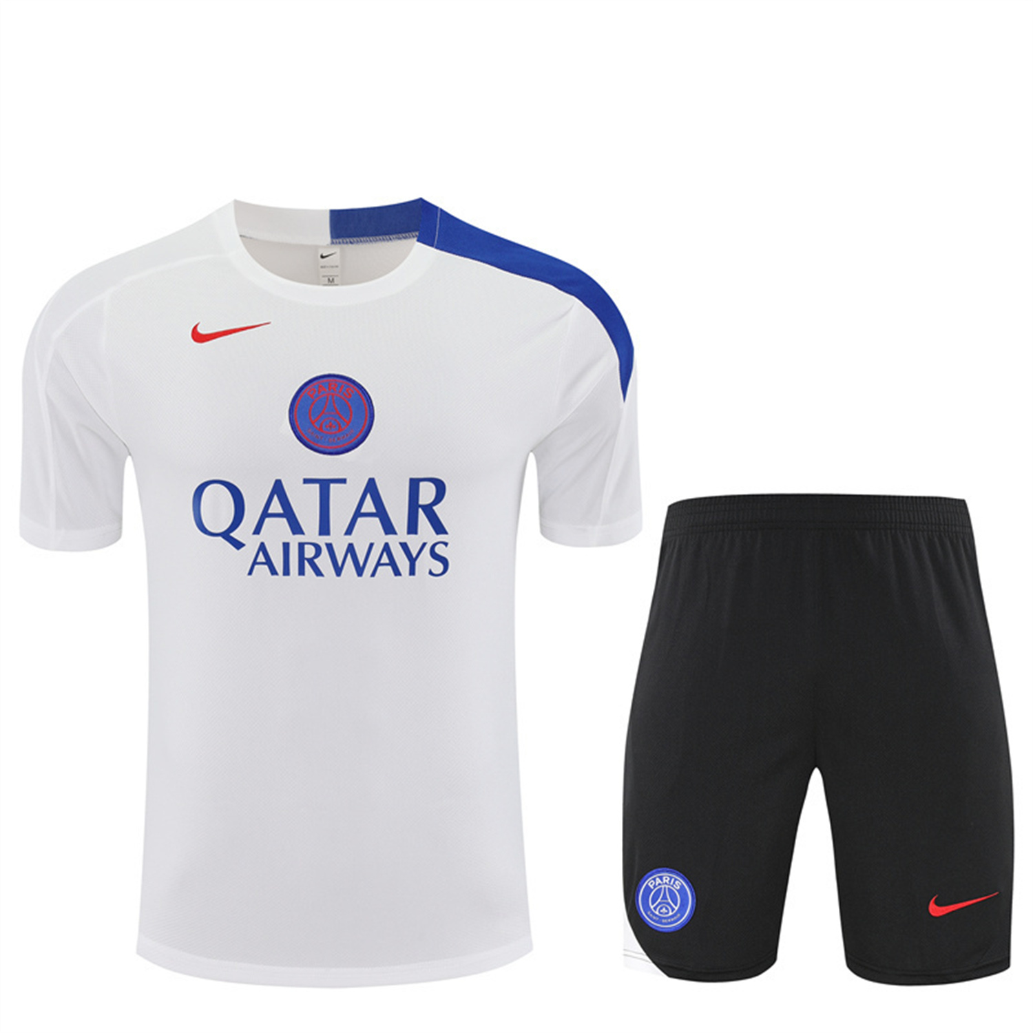 AlphaJersey-Paris Saint-Germain PSG 25-26 Short-Sleeve Training Set - White Top & Black Shorts