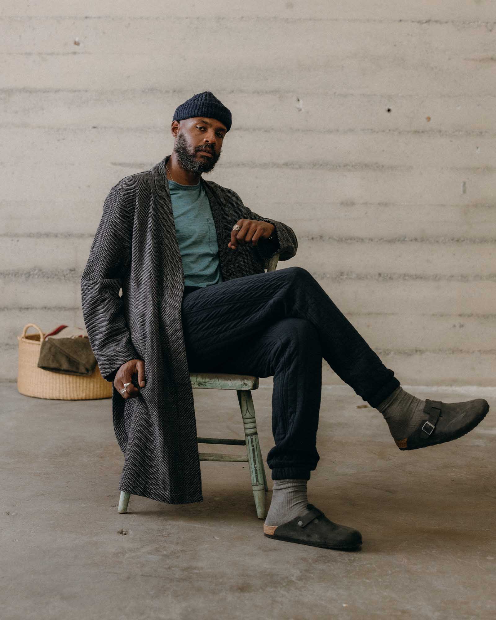 The Apres Robe in Charcoal Sashiko | Modern Menswear by yycbvcnbmmnbm