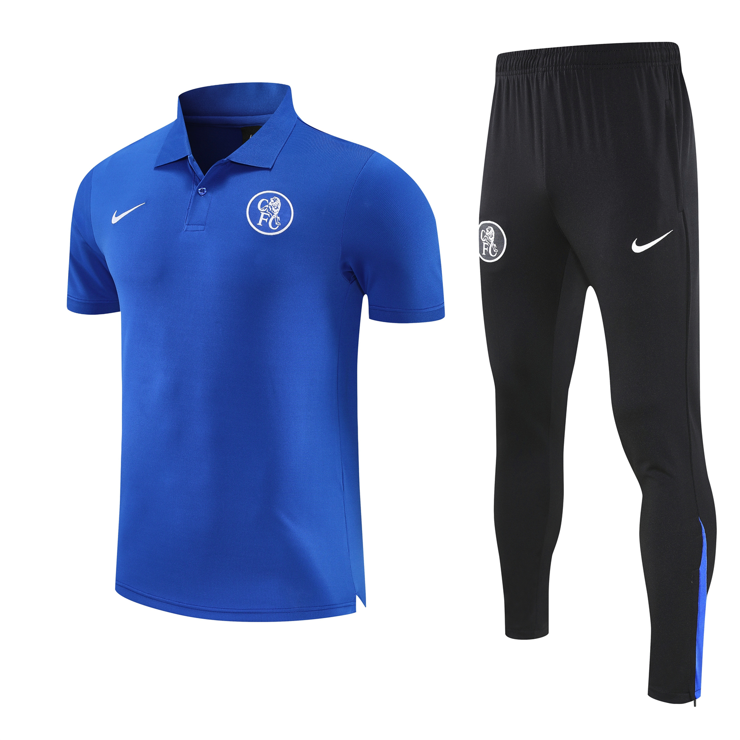 AlphaJersey-C.H.E.L.S.E.A 25-26 POLO Short-Sleeve Training Set - Blue Top and Black Pants