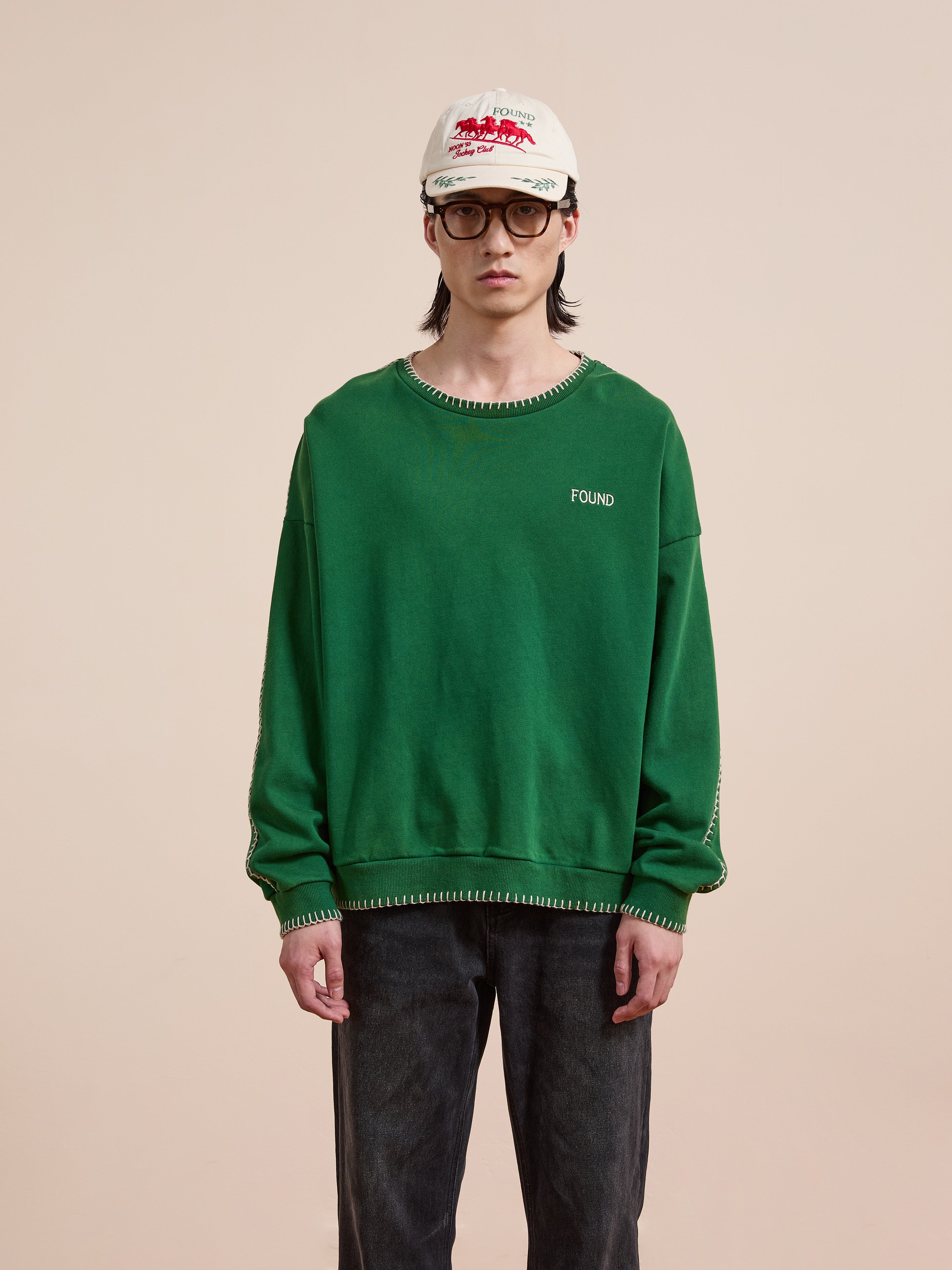 Stitched Border Distressed Crewneck | Modern Menswear by yycbvcnbmmnbm