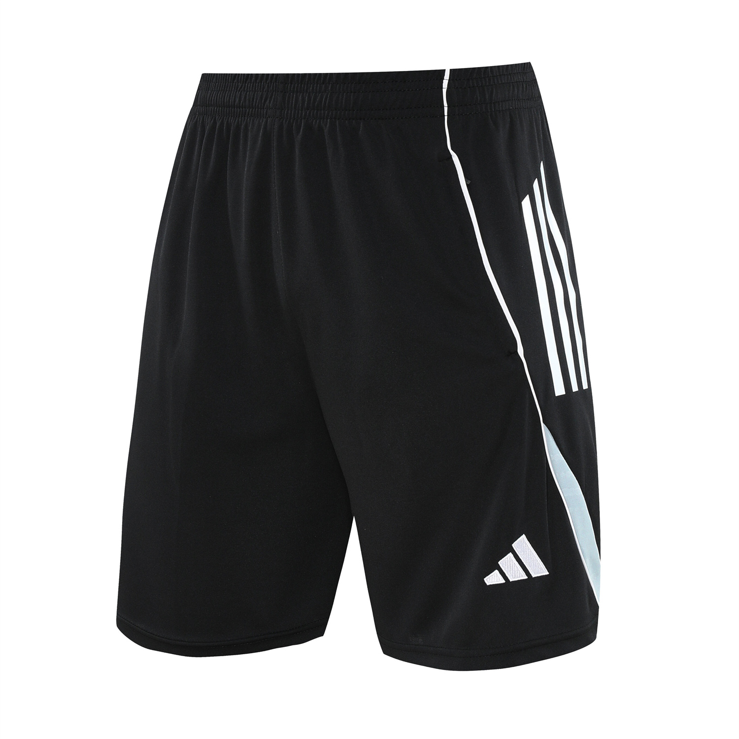 AlphaJersey-INT M.A.M 25-26 Short-Sleeve Training Set - Light Grey Stripes Black Top & Black Shorts