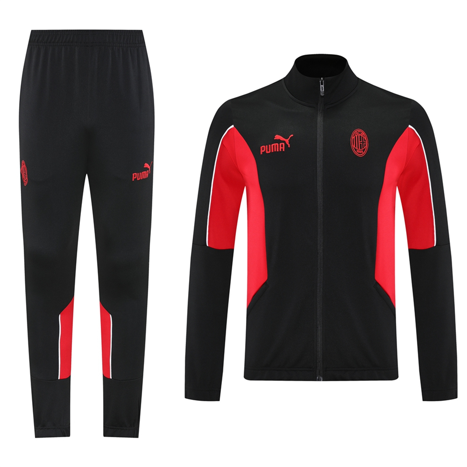 AlphaJersey-AC Milan 25-26 Jacket Training Tracksuit - Black top & Black Pants