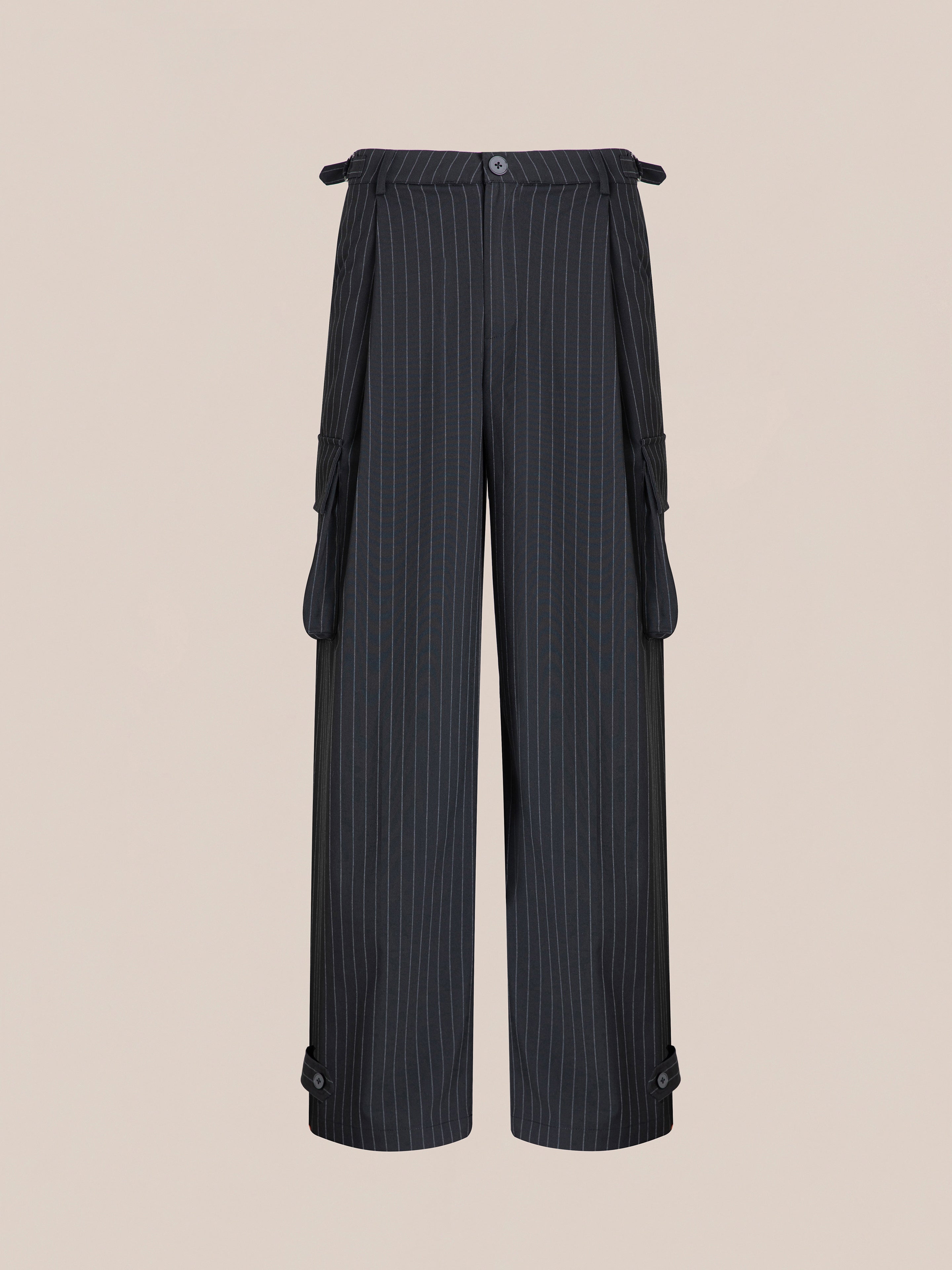 Hava Pinstripe Pleated Cargo Trousers | Modern Menswear by yycbvcnbmmnbm