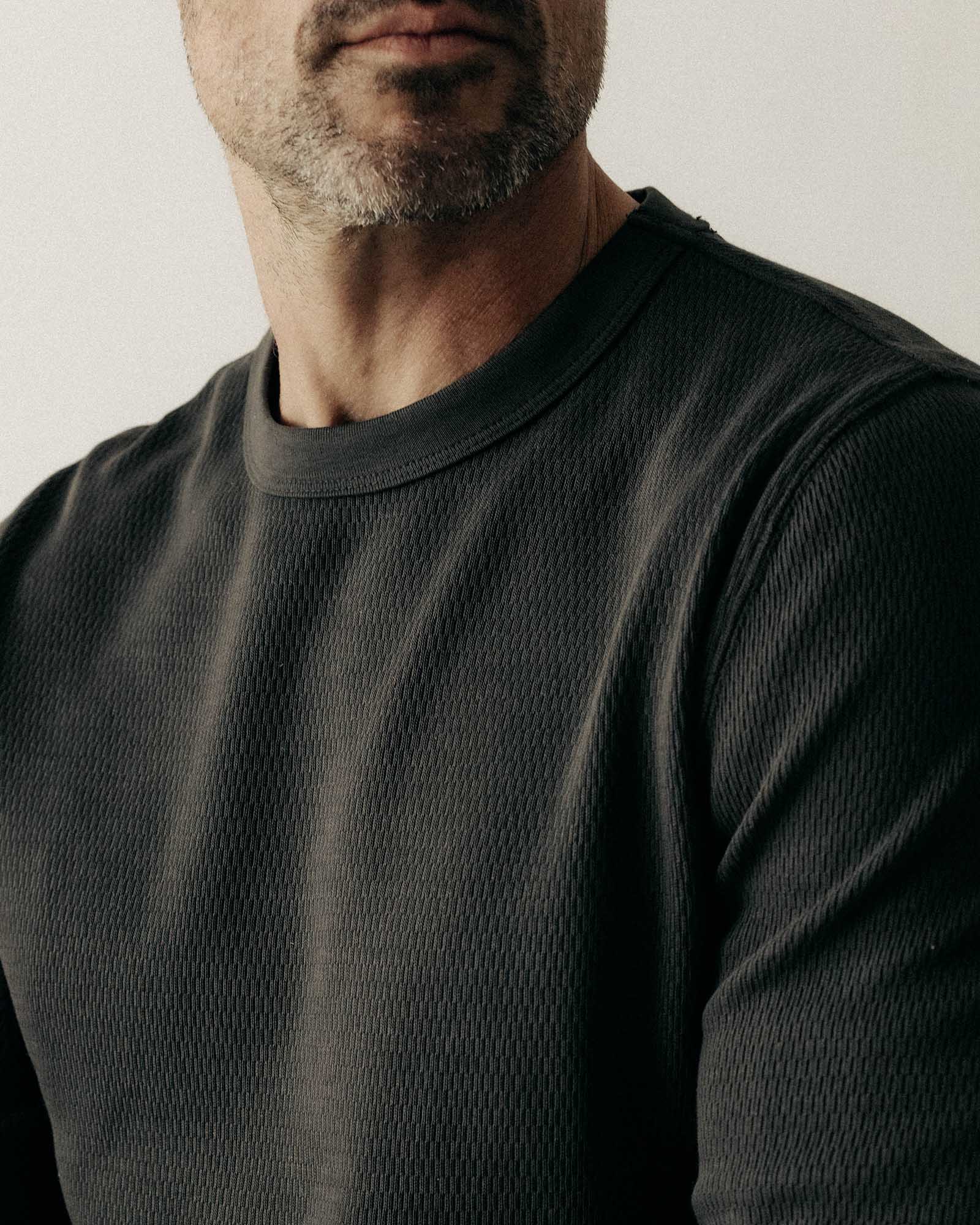 The Organic Cotton Crew in Faded Black Waffle | Modern Menswear by yycbvcnbmmnbm