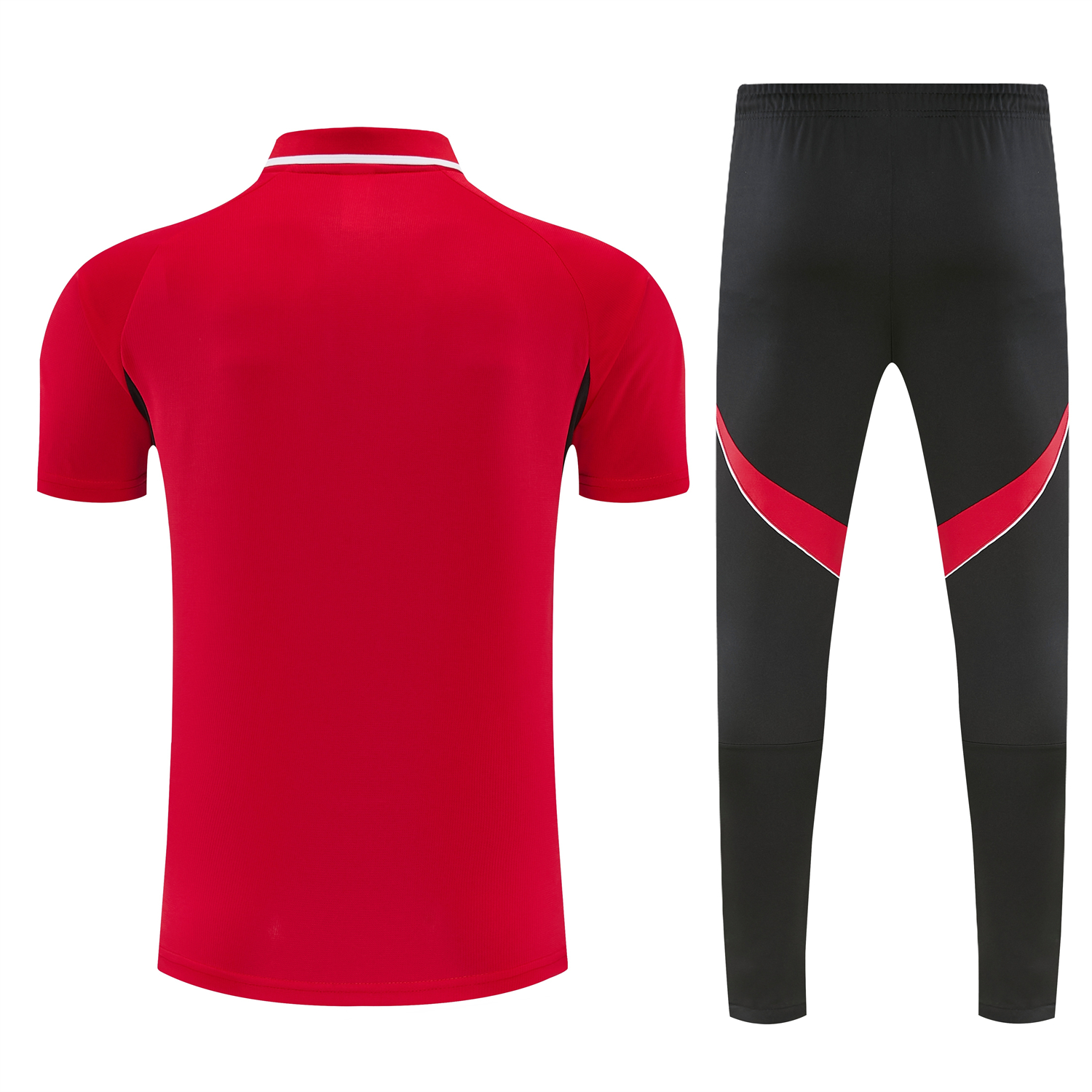 AlphaJersey-River Plate 25-26 POLO Short-Sleeve Training Set - Red Top and Black Pants