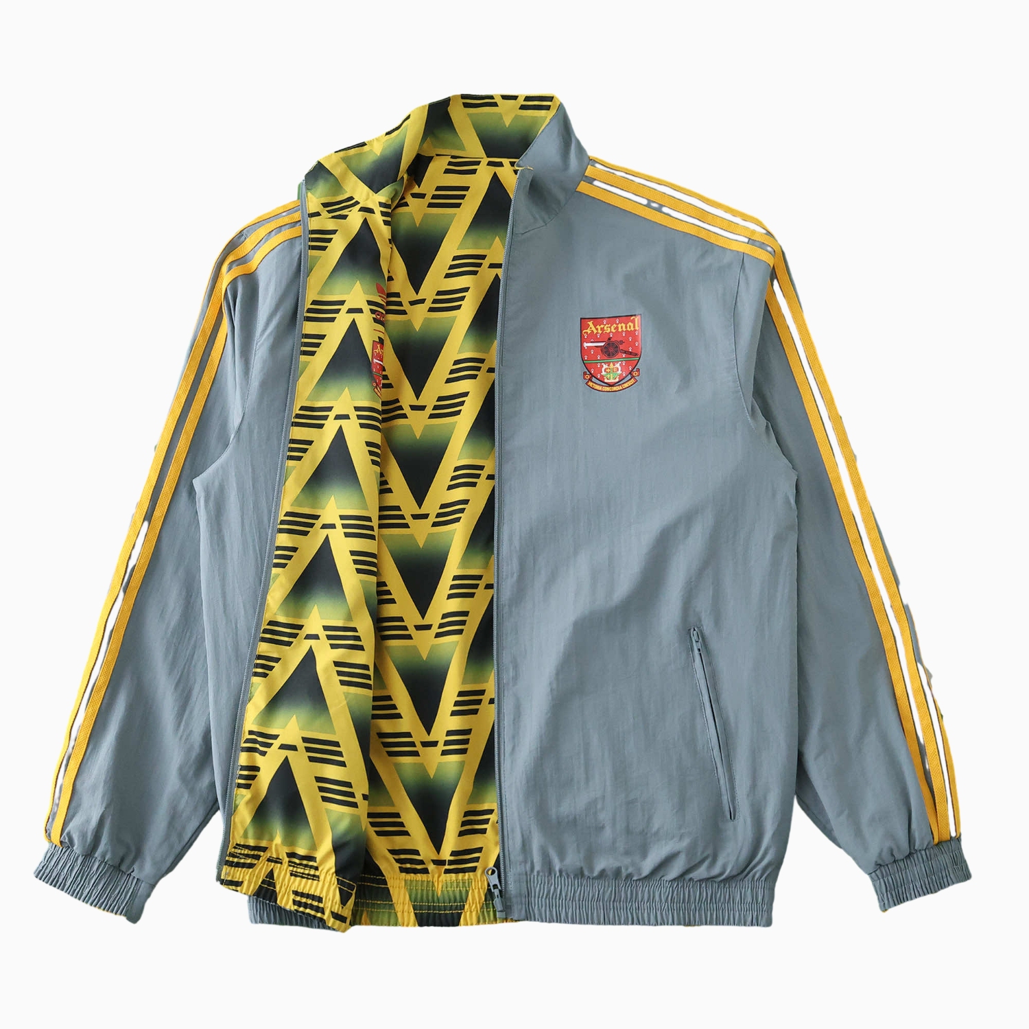 AlphaJersey-Retro Arsenal 1991-93 Away Double Sided Reversible Windbreaker - Yellow & Grey