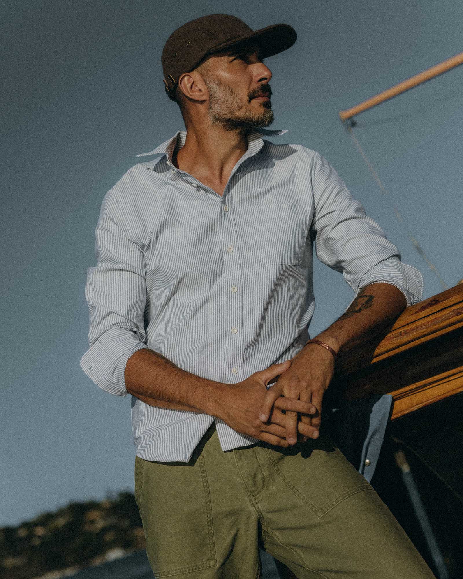 The Jack in Navy University Stripe Everyday Oxford | Modern Menswear by yycbvcnbmmnbm