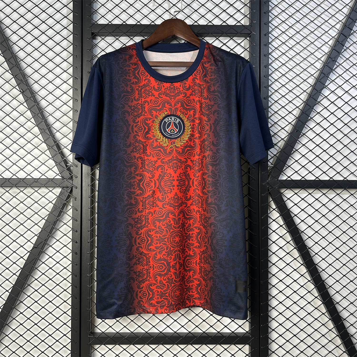 AlphaJersey-Paris Saint-Germain PSG 25-26 Champions League Commemorative Edition Red Blue Flower Pattern T-shirts