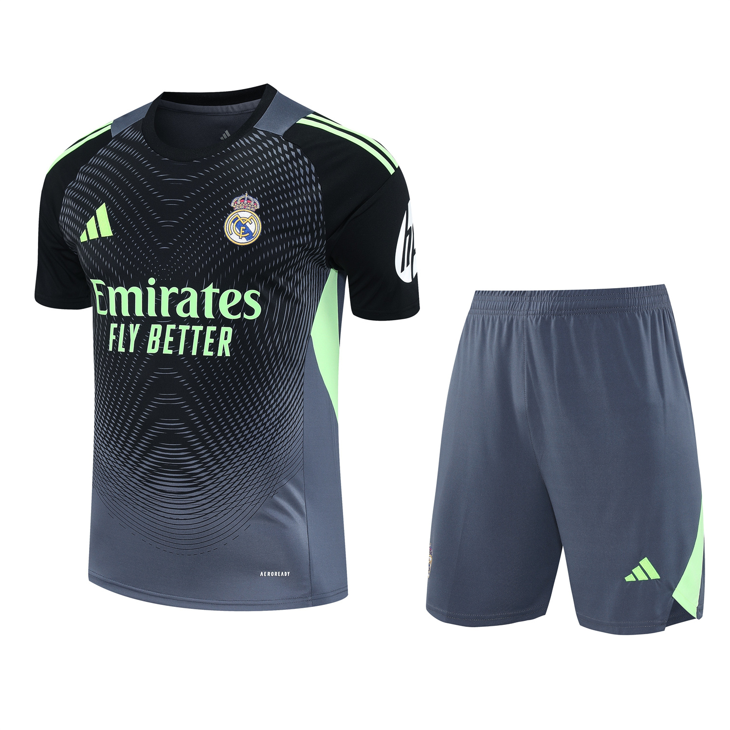 AlphaJersey-Real Madrid 25-26 Short-Sleeve Training Set - Deep Gray Top & Gray Shorts