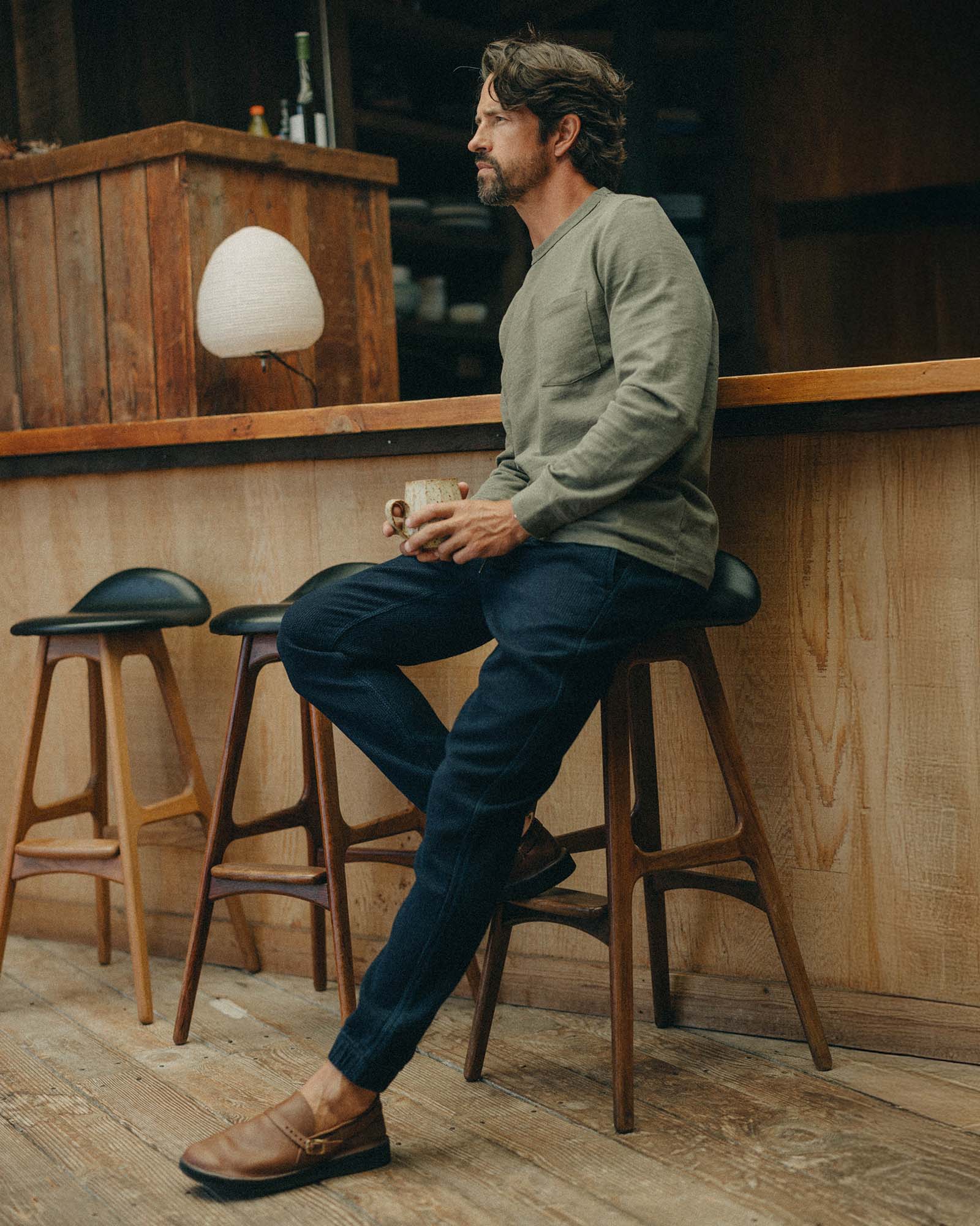 The Apres Pant in Rinsed Indigo Sashiko | Modern Menswear by yycbvcnbmmnbm