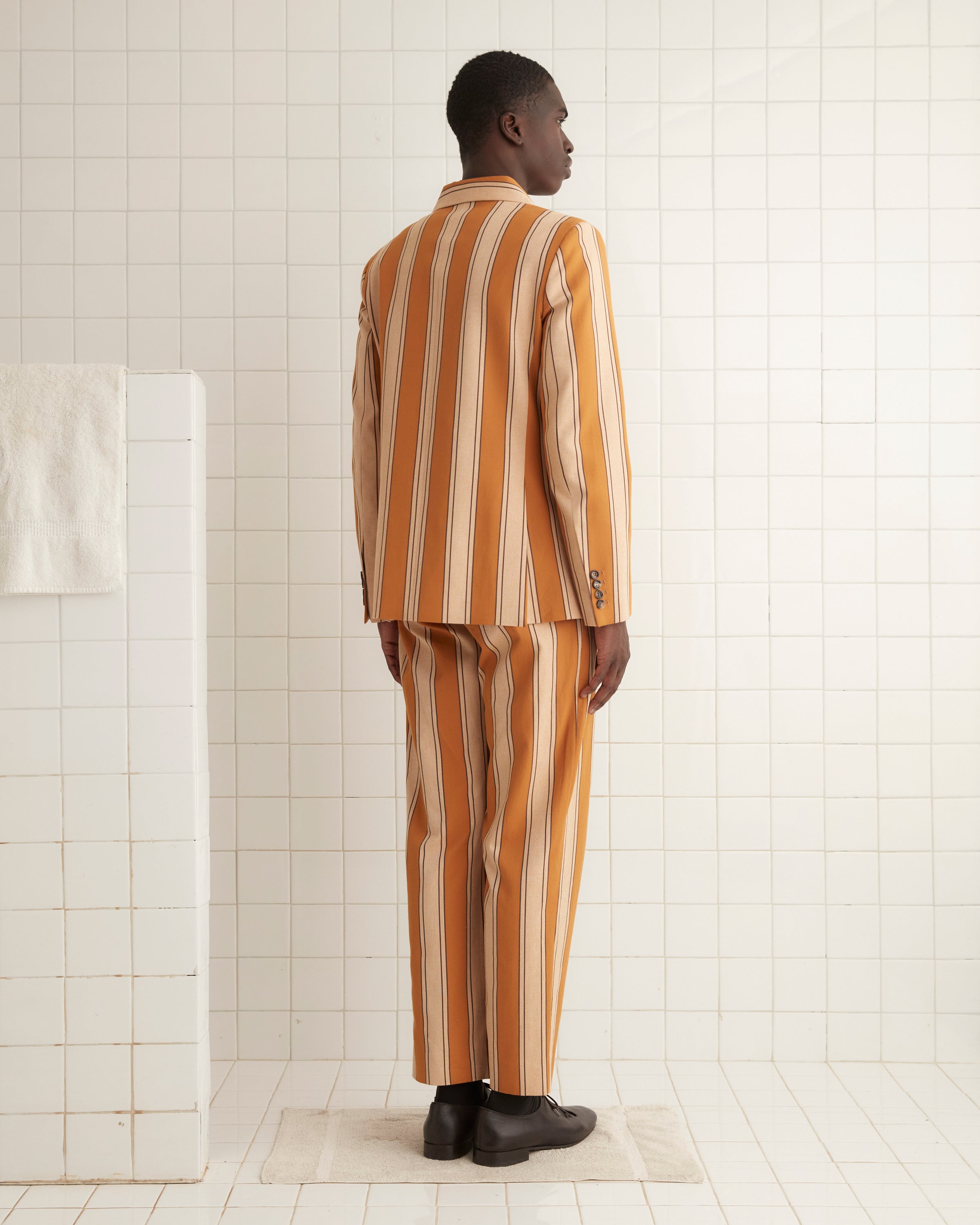 Awning Stripe Double-Breasted Suit Jacket | Modern Menswear by yycbvcnbmmnbm