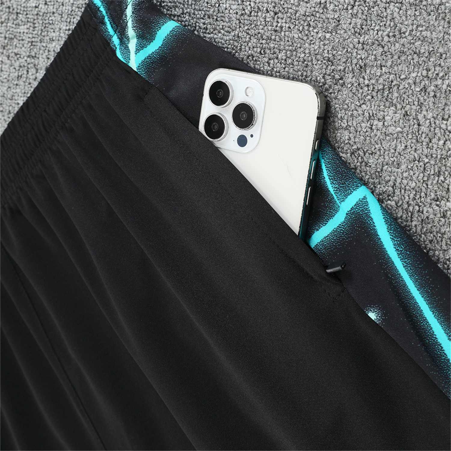 AlphaJersey-Inter Milan 25-26 Short-Sleeve Training Set - Blue Fluorescent Rays Black Top & Black Shorts