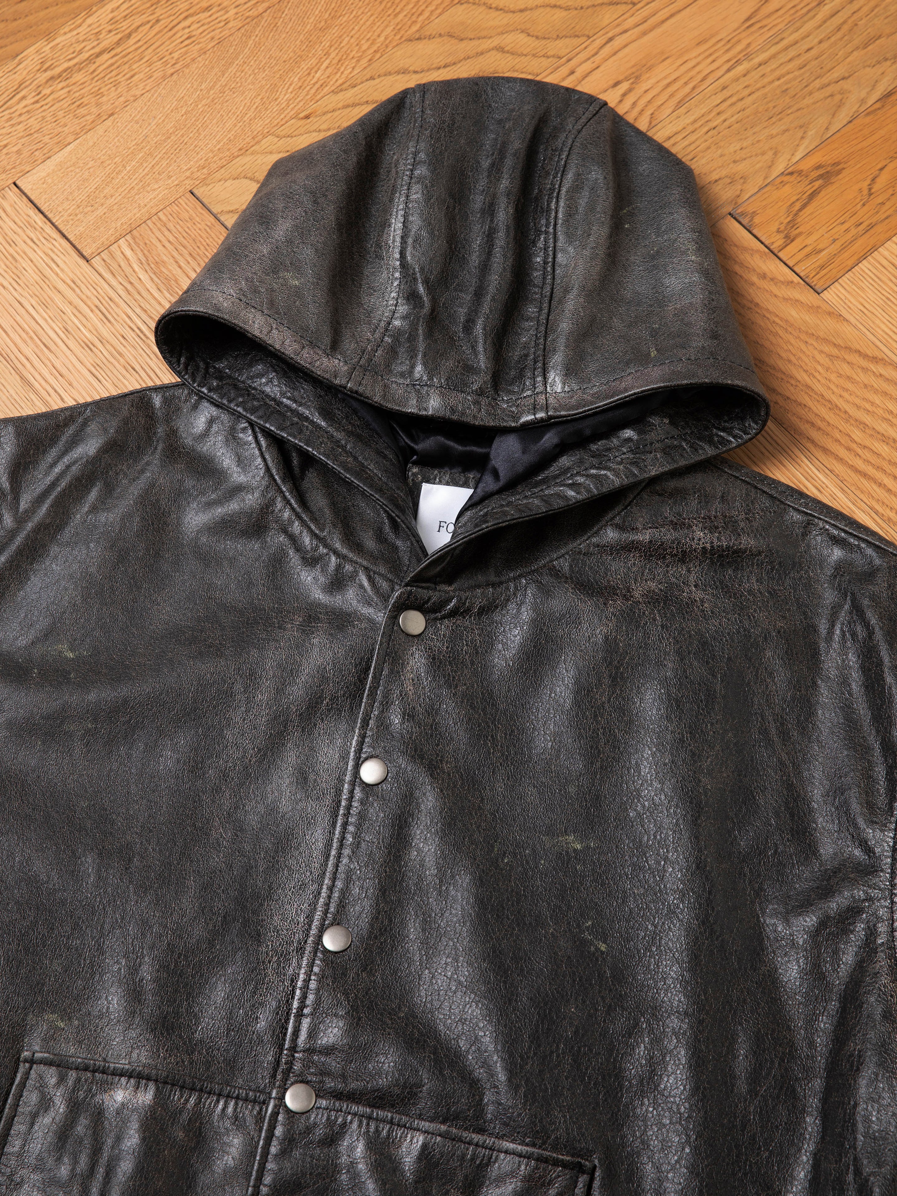 Distressed Genuine Leather Hoodie | Modern Menswear by yycbvcnbmmnbm