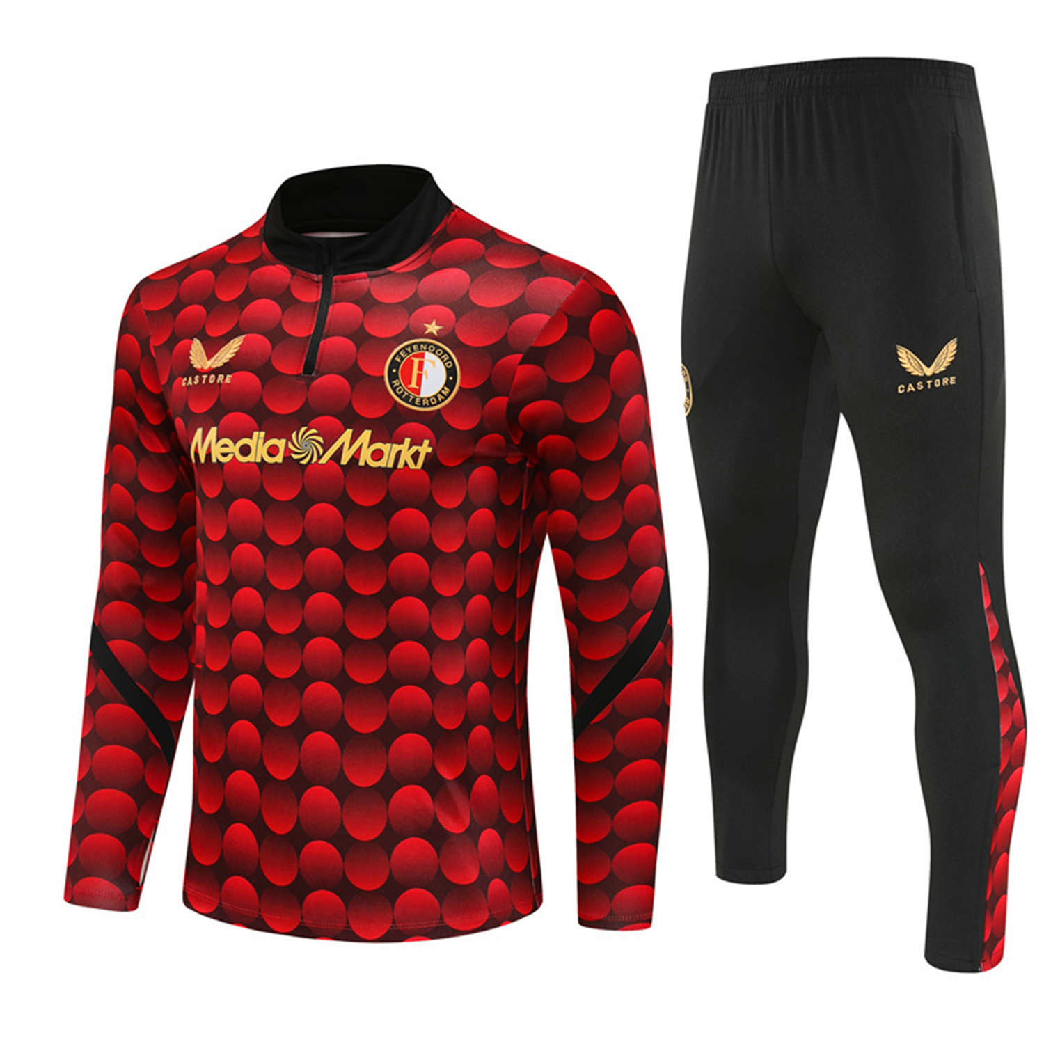 AlphaJersey-Feyenoord 25-26 Long Sleeve Training Set - Red Top & Black Pants