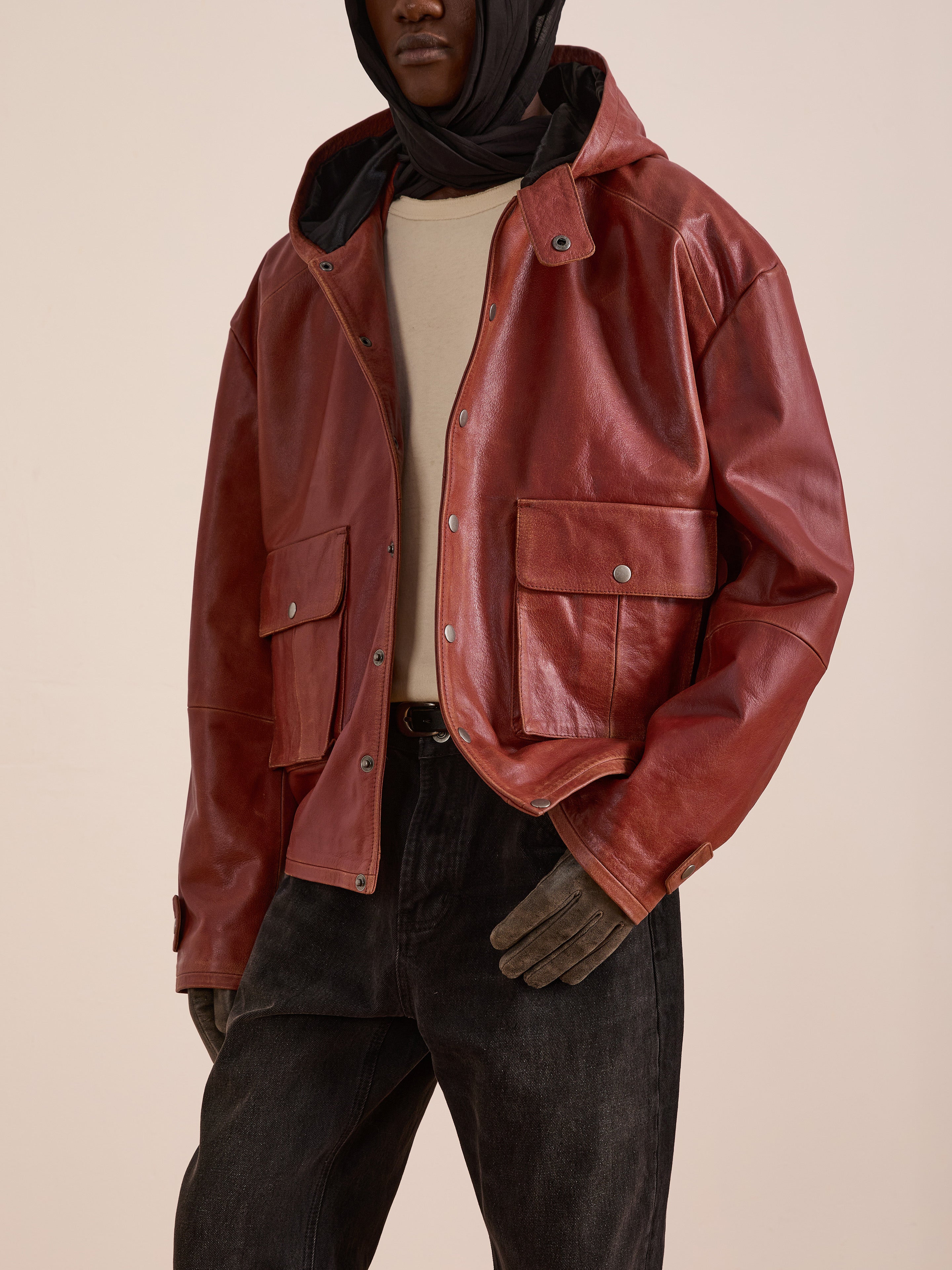 Distressed Leather Pocket Hoodie | Modern Menswear by yycbvcnbmmnbm