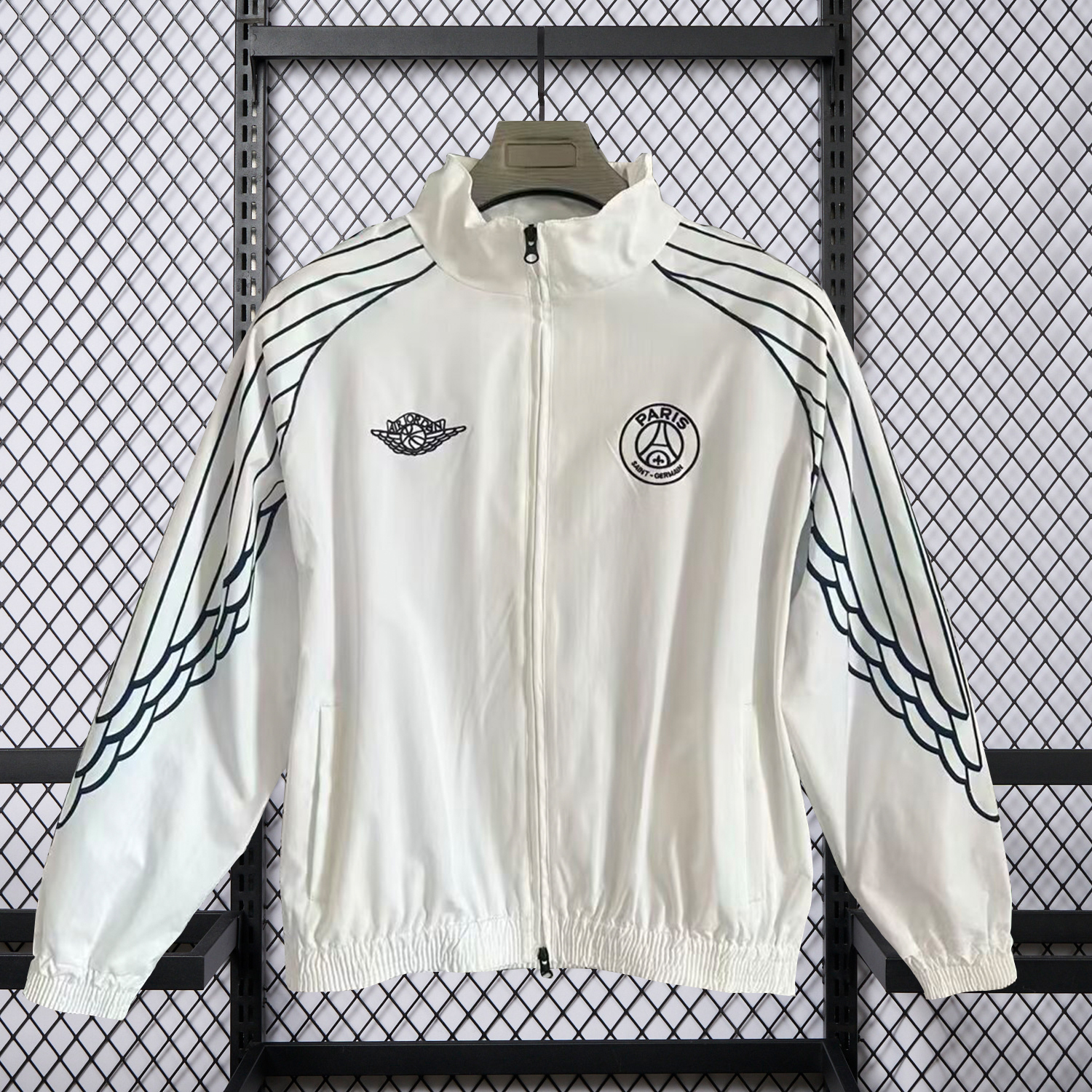 AlphaJersey-Paris Saint-Germain PSG 25-26 Windbreaker Jacket - White And Grey
