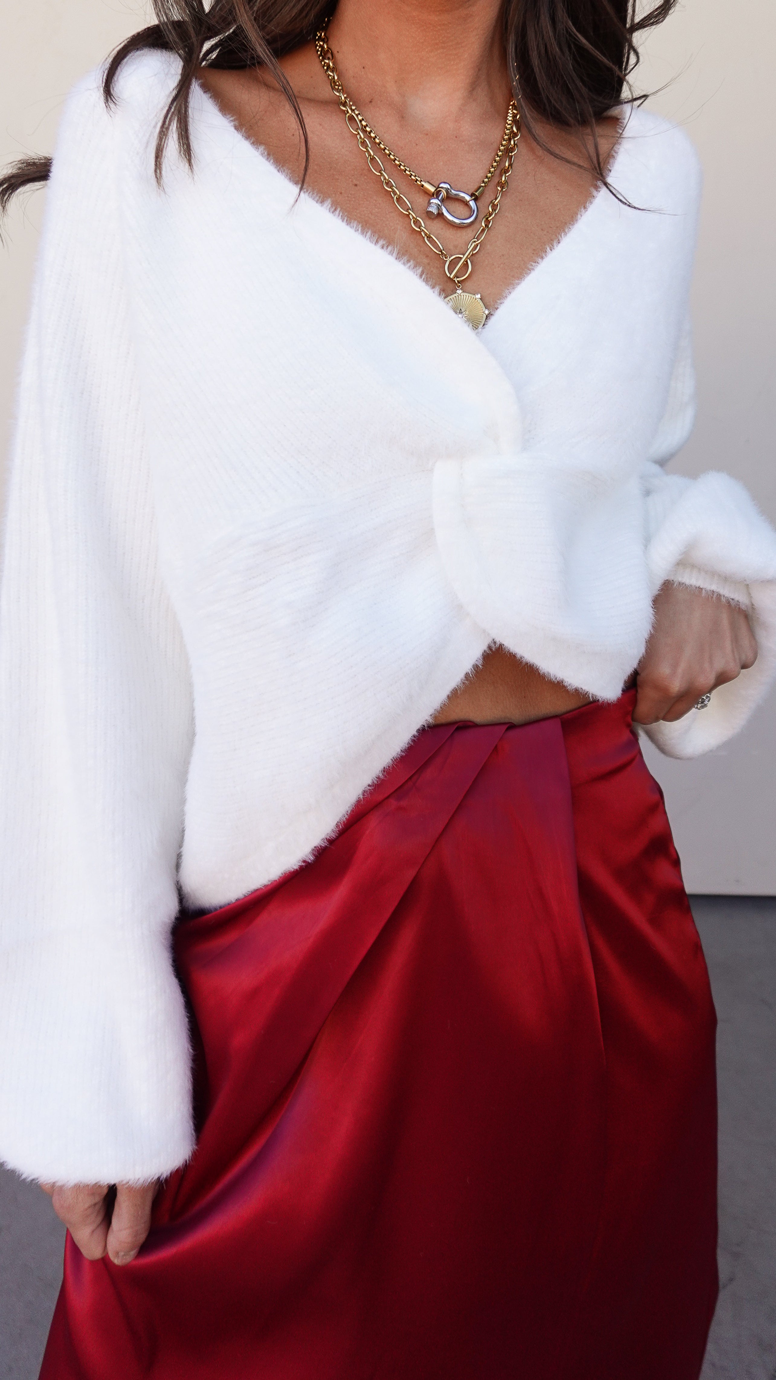 Off White Twist Front Sweater | Elegant Women's Fashion by coolavocek