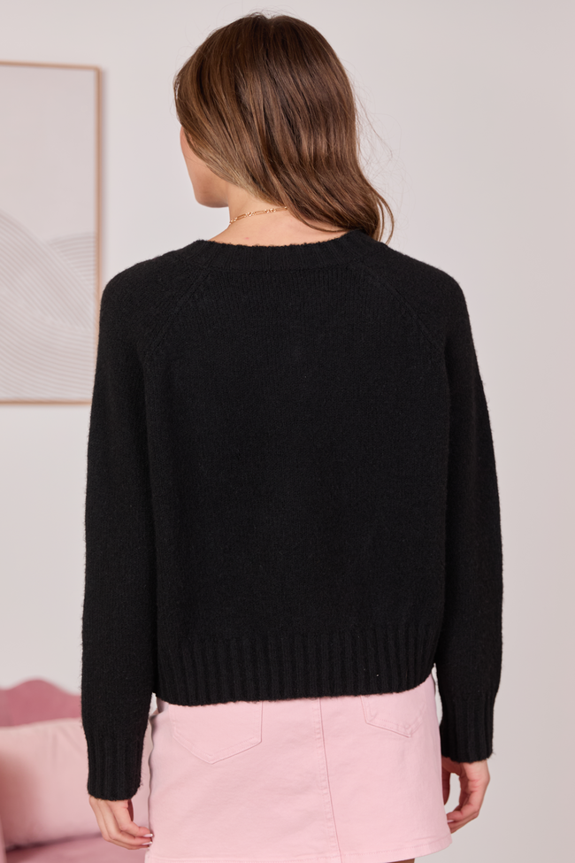 Fallon Black V-Neck Sweater | Elegant Women's Fashion by coolavocek
