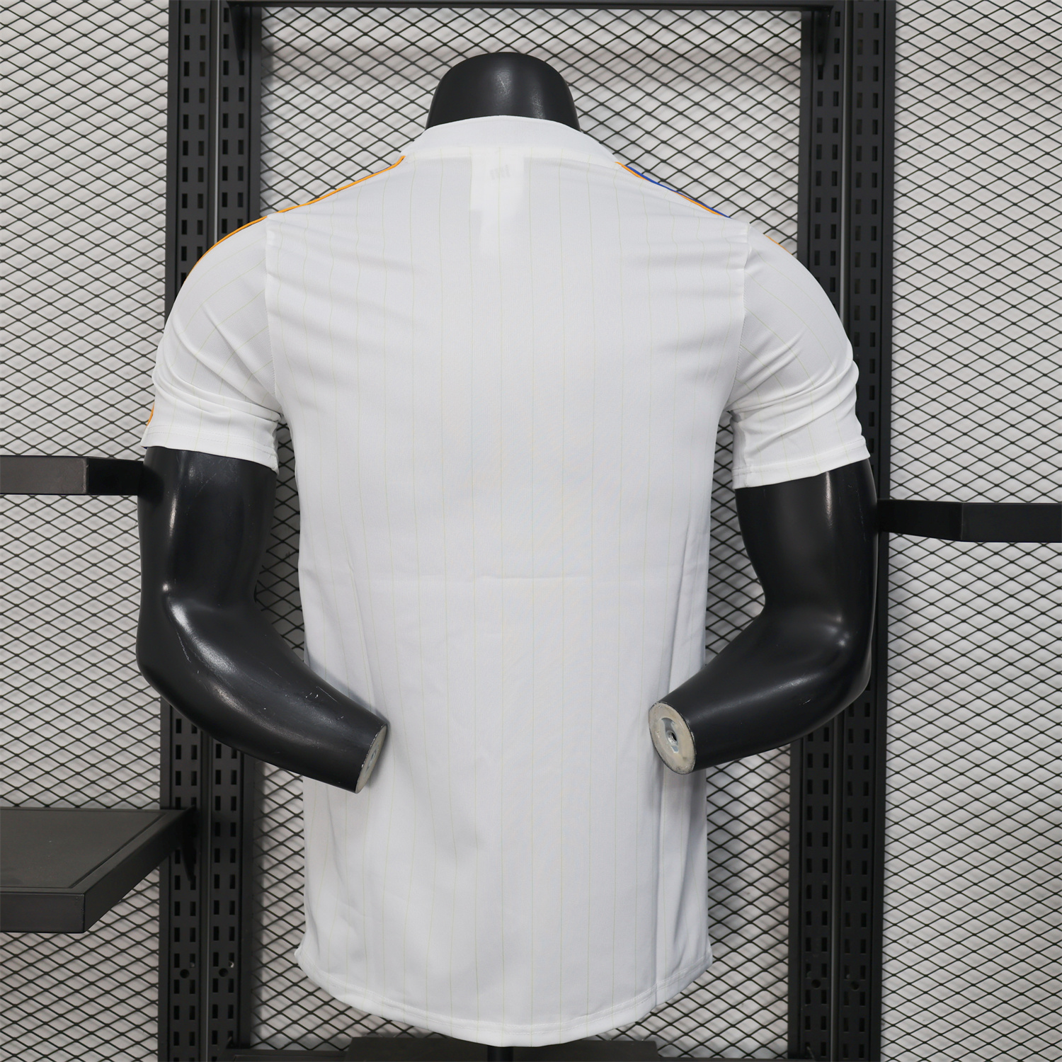 AlphaJersey-Real Madrid 25-26 Trefoil Blue Lines White Travel Jersey - Player Version