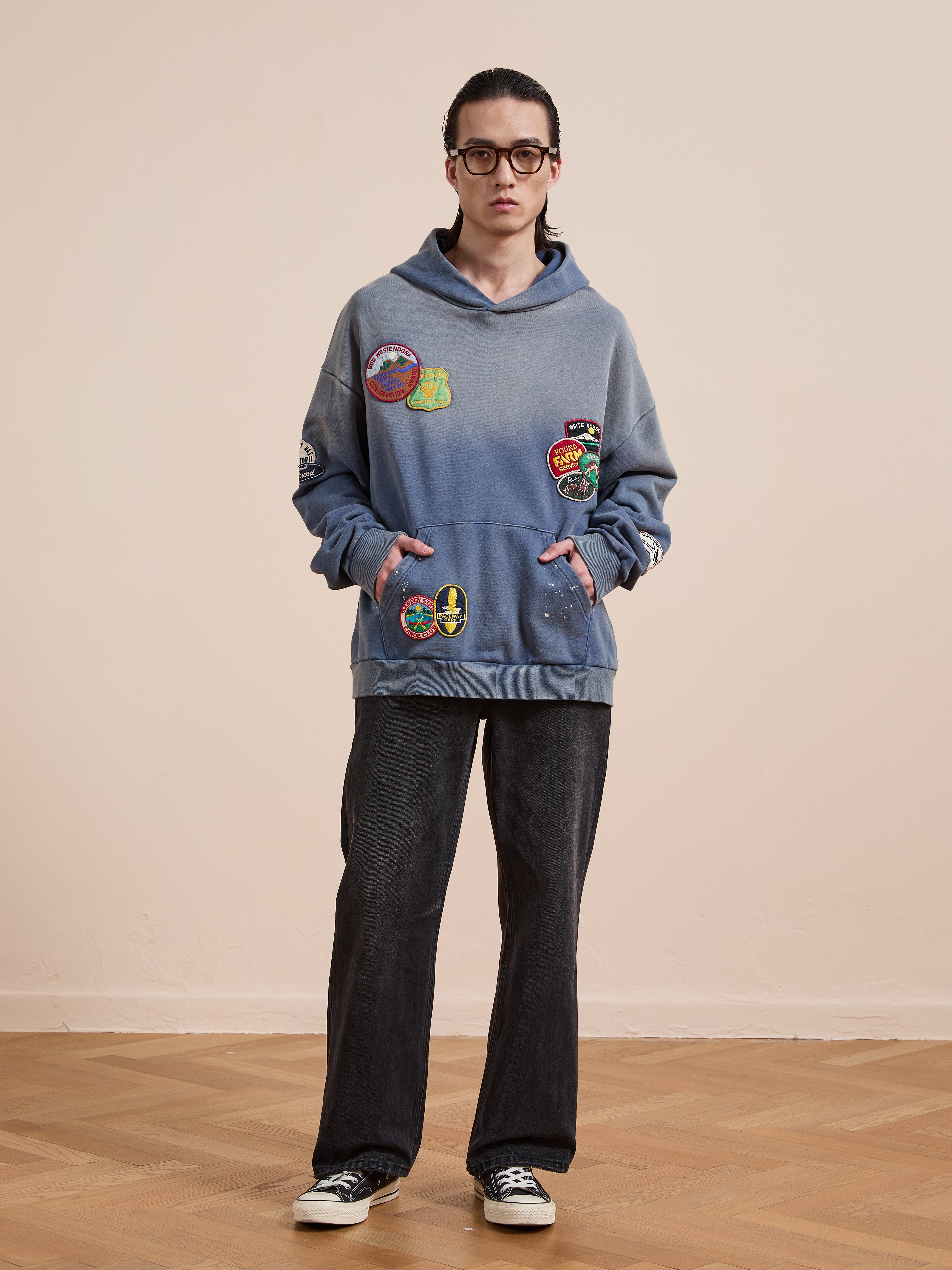 Distressed Patch Hoodie | Modern Menswear by yycbvcnbmmnbm