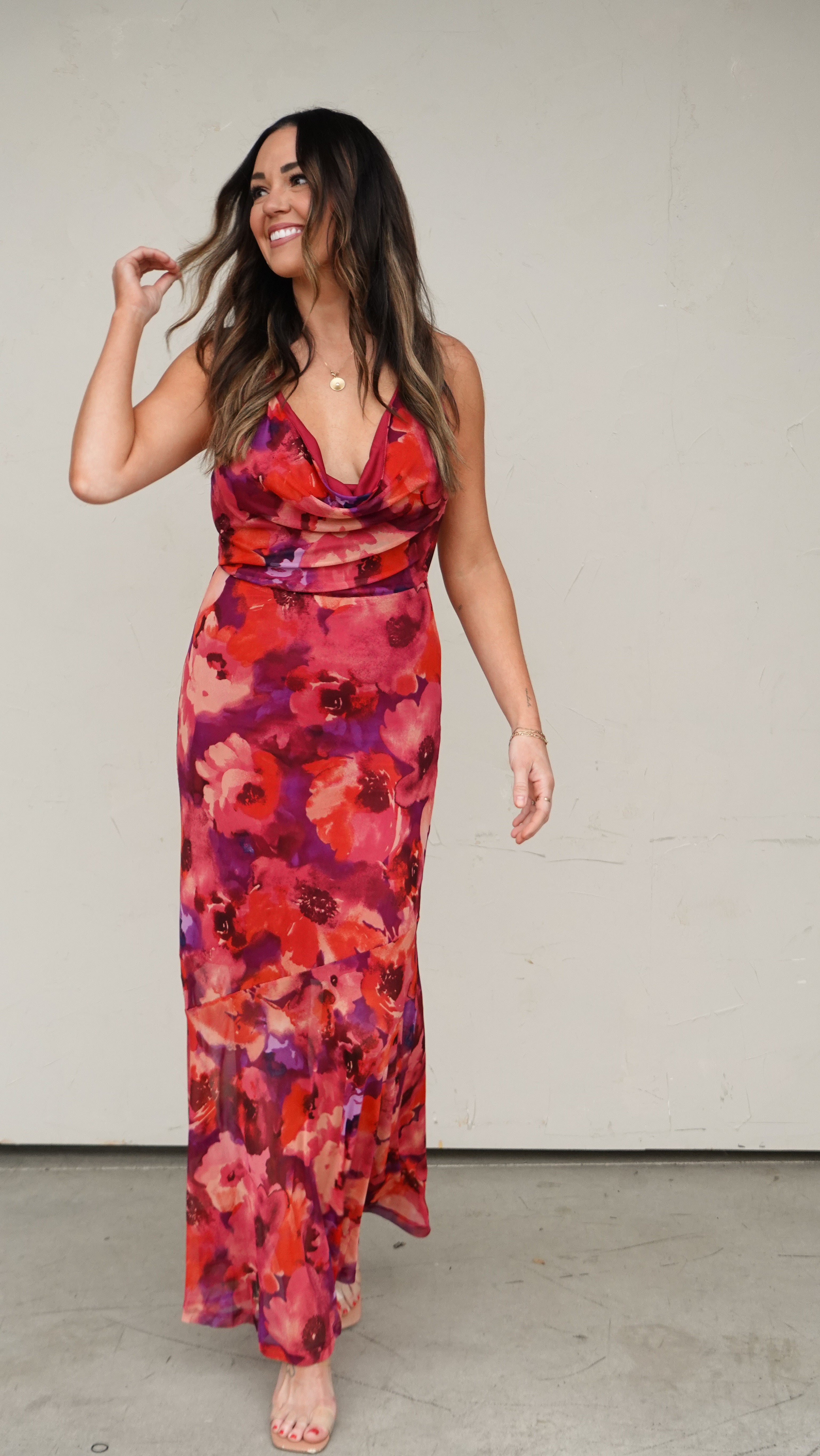 Floral Mesh Halter Maxi Dress | Elegant Women's Fashion by coolavocek