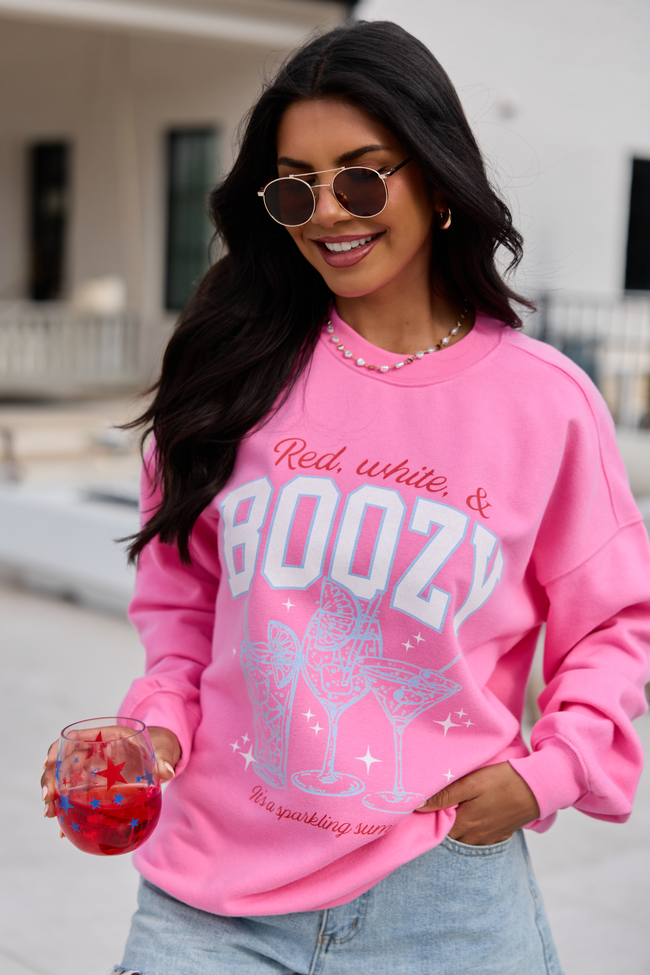 Red, White, & Boozy Pink Graphic Sweatshirt DOORBUSTER | Elegant Women's Fashion by coolavocek