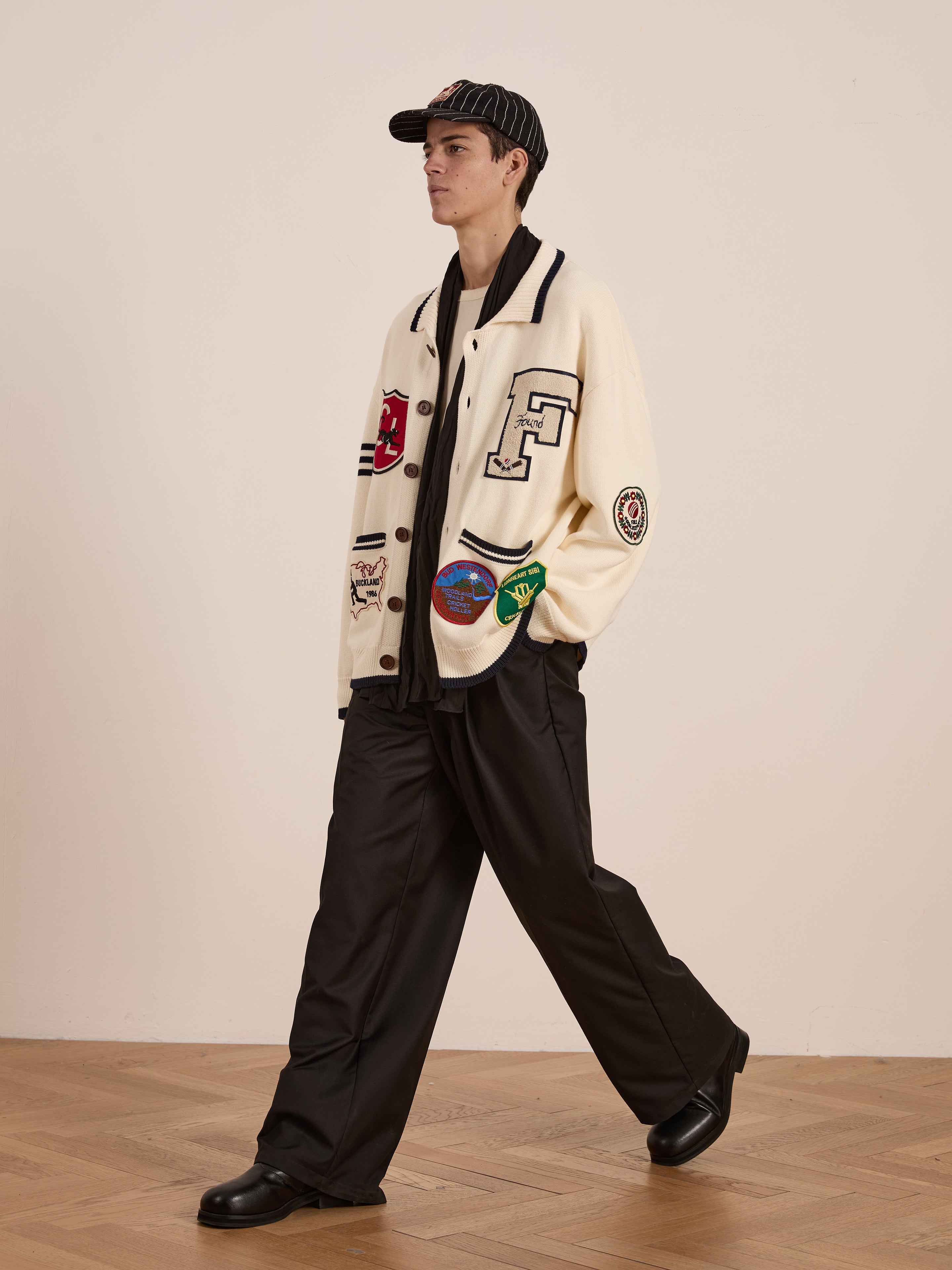 York Varsity Patch Collared Cardigan | Modern Menswear by yycbvcnbmmnbm