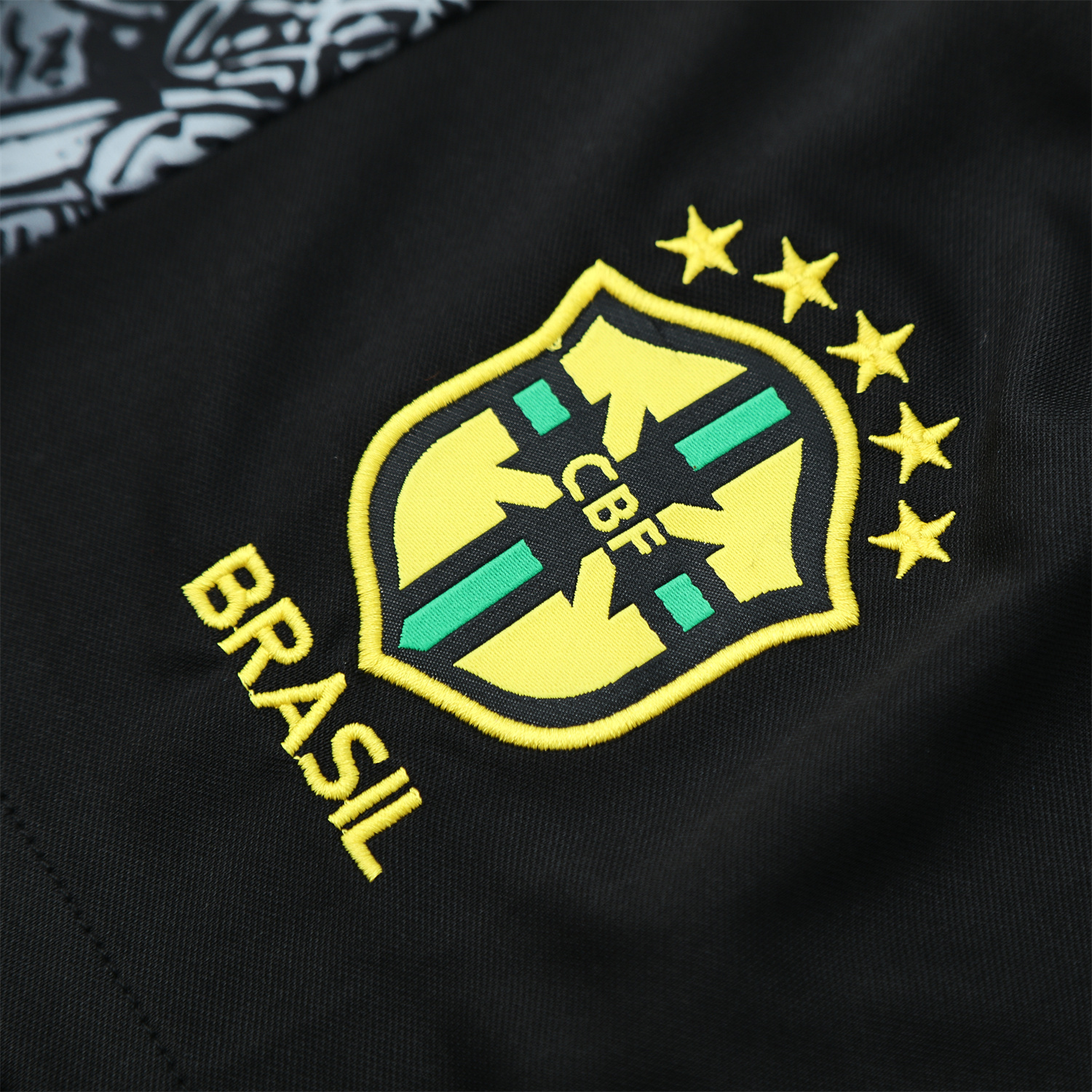 AlphaJersey-Brazil 25-26 Gray Jesus Statue Short-Sleeve Training Set - Gray Top & Black Shorts