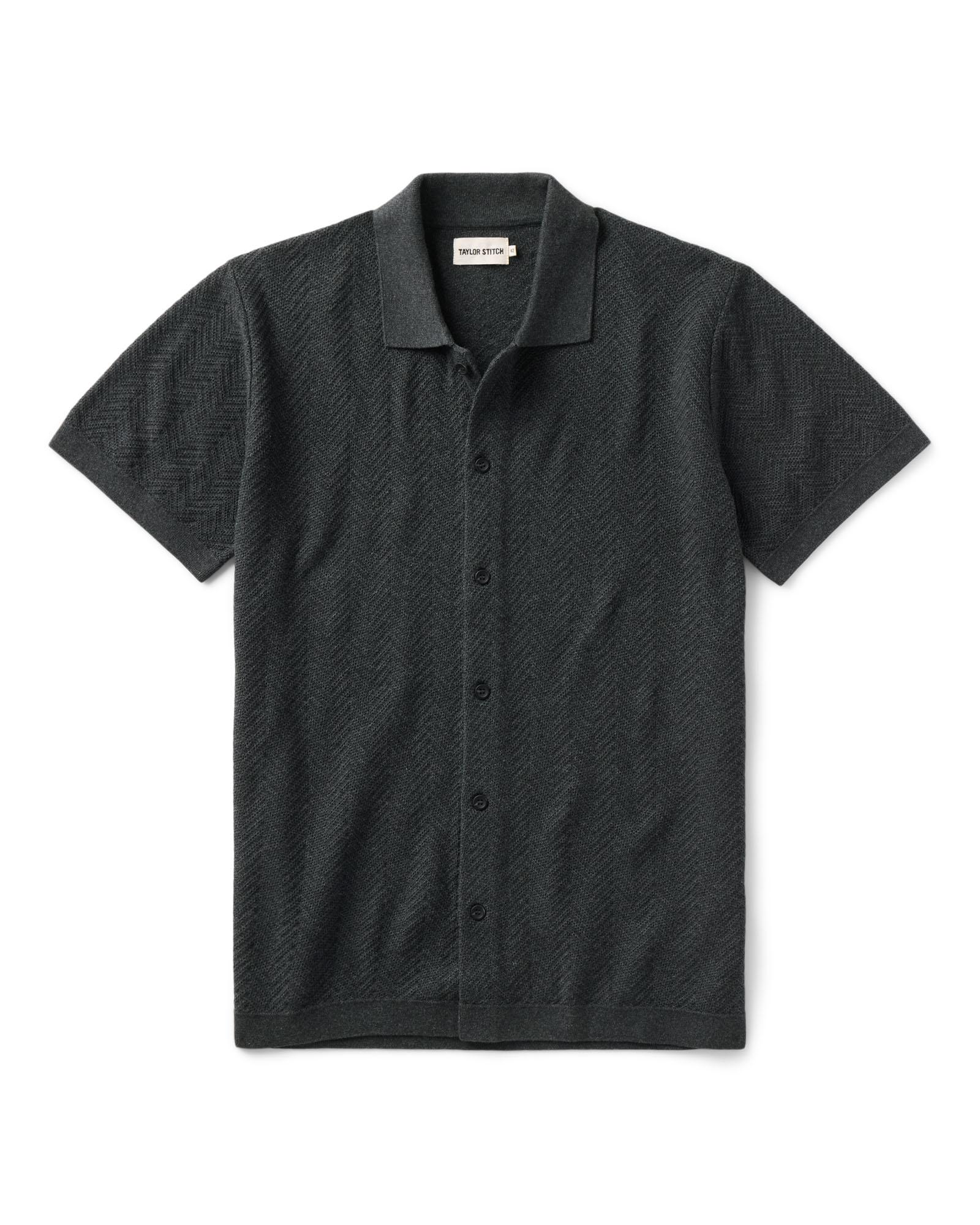 The Button Down Polo in Charcoal Herringbone | Modern Menswear by yycbvcnbmmnbm