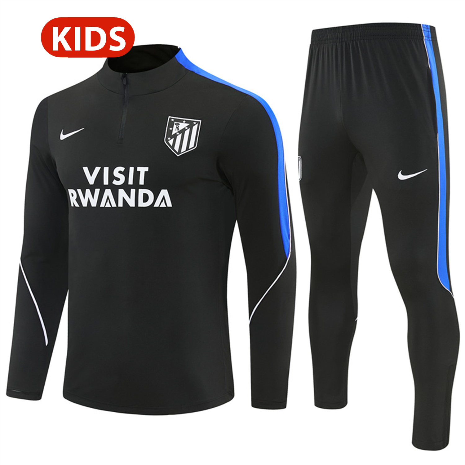 AJ-AlphaJersey-Atletico Madrid 26-27 Kids Long Sleeve Training Set - Black Top & Black Pants