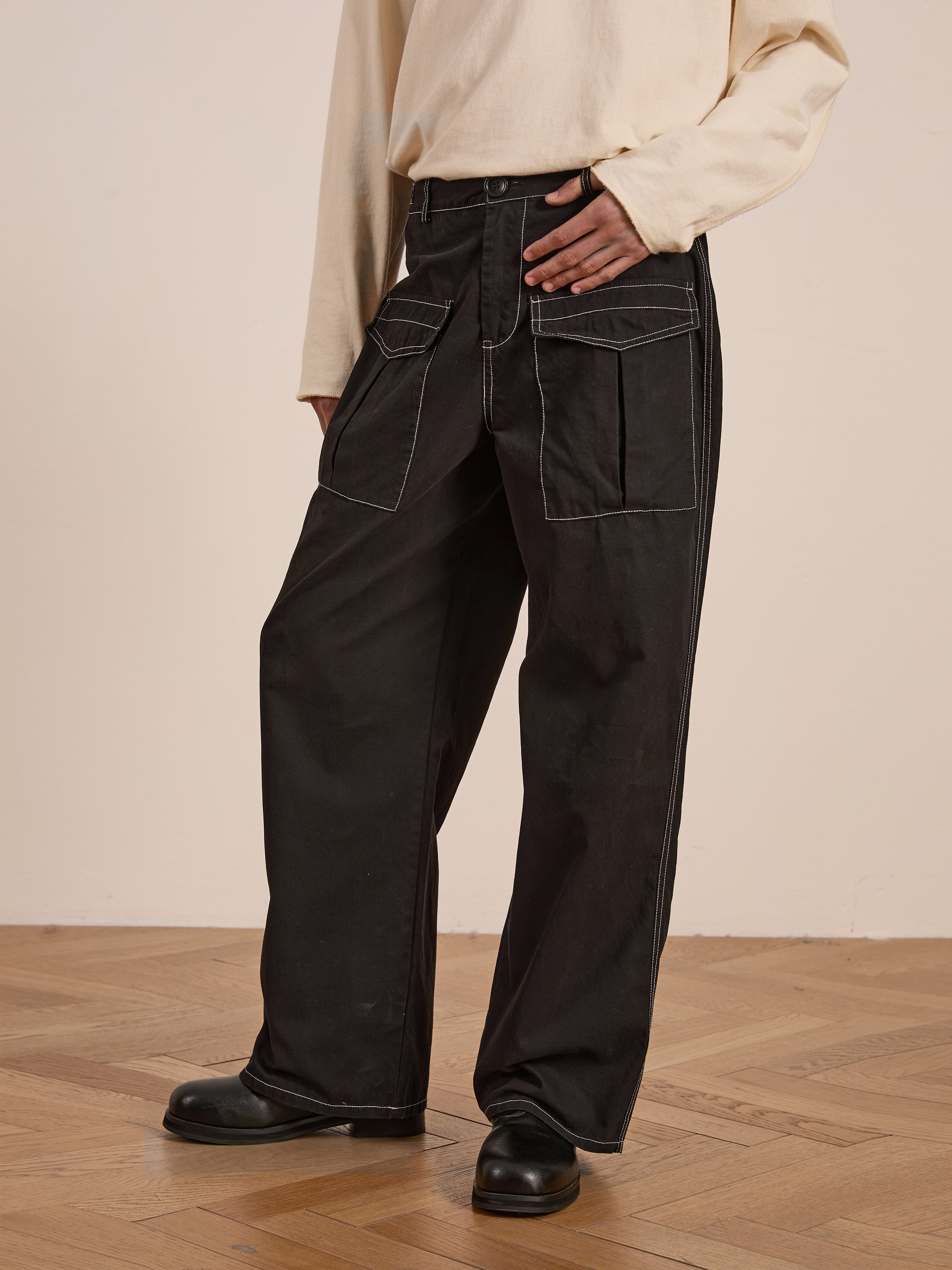 Lucca Black Contrast Pocket Pants | Modern Menswear by yycbvcnbmmnbm