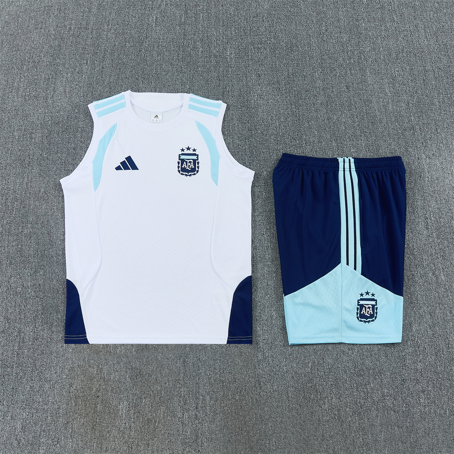AlphaJersey-Argentina 2026 Vest Training Set - White Vest and Blue Shorts