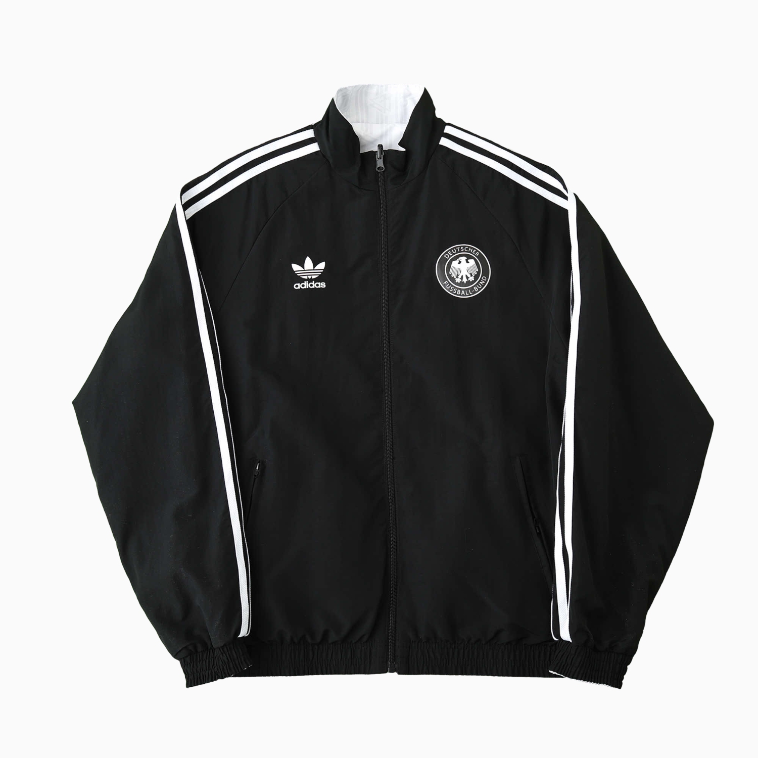 AlphaJersey-Retro Germany 1990 Double Sided Reversible Windbreaker - White & Black