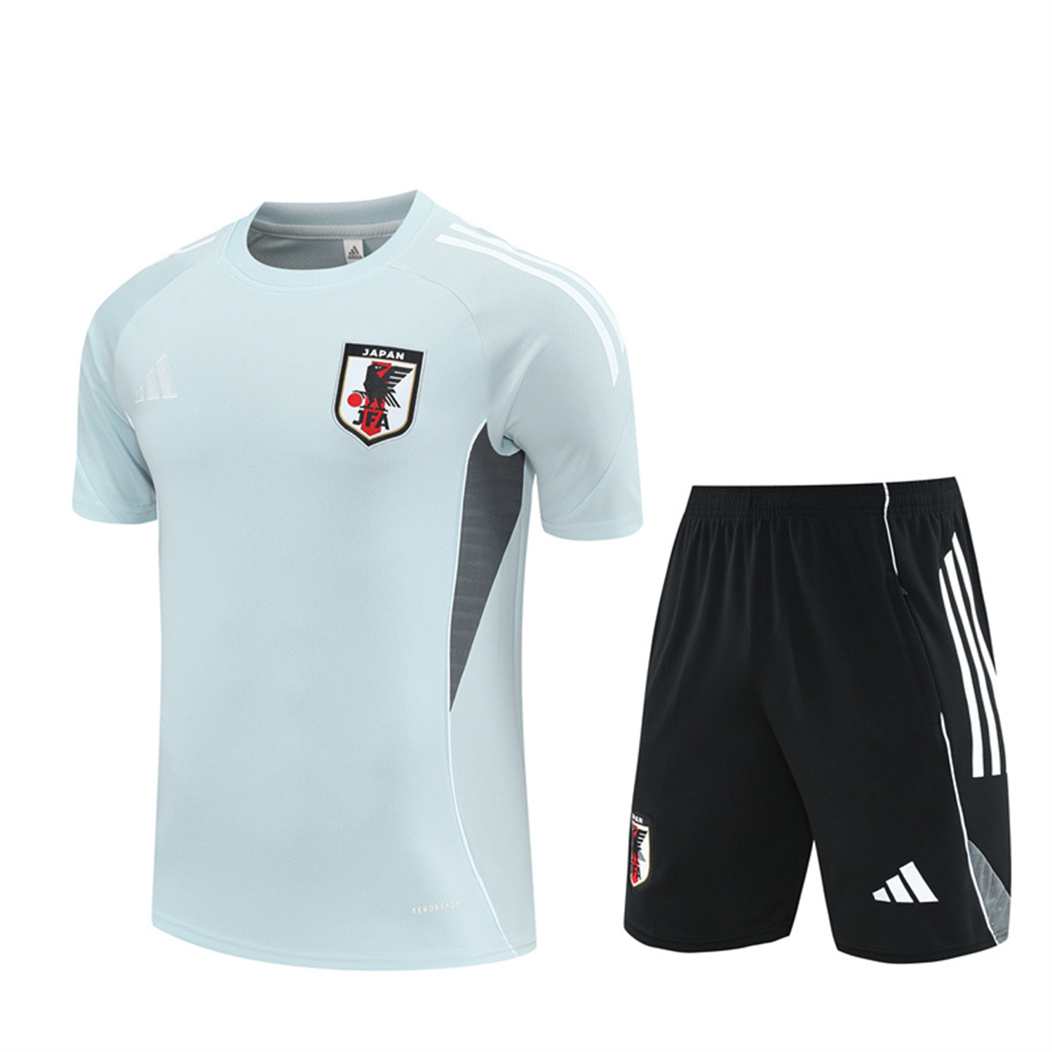 AlphaJersey-Japan 25-26 Short-Sleeve Training Set - Light Blue Top and Black Shorts