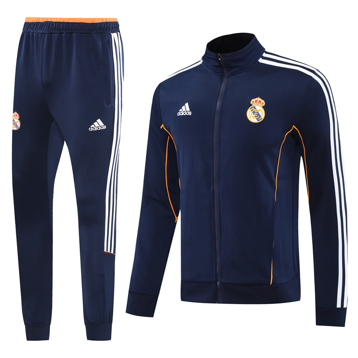 AlphaJersey-Real Madrid 25-26 Jacket Training Tracksuit - Royal Blue Jackets & Pants with Orange Lines