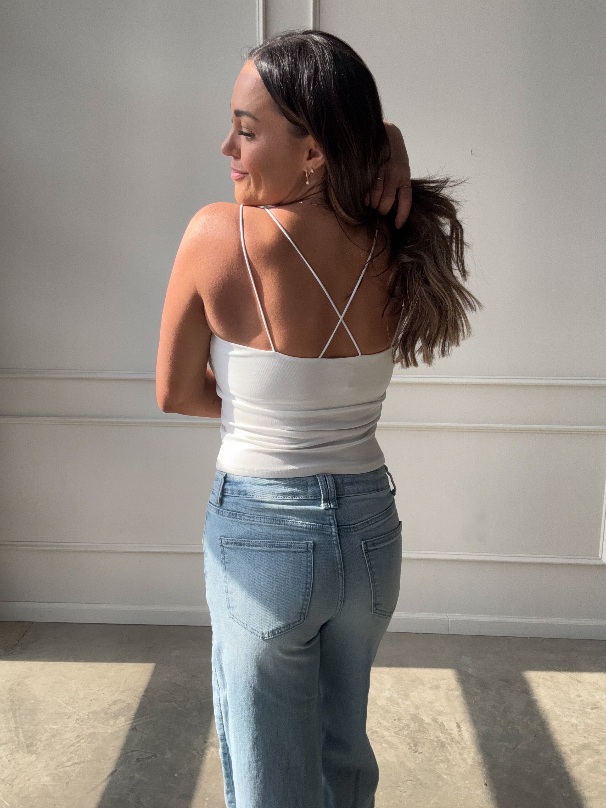 White Cami with Built-In Bra | Elegant Women's Fashion by coolavocek