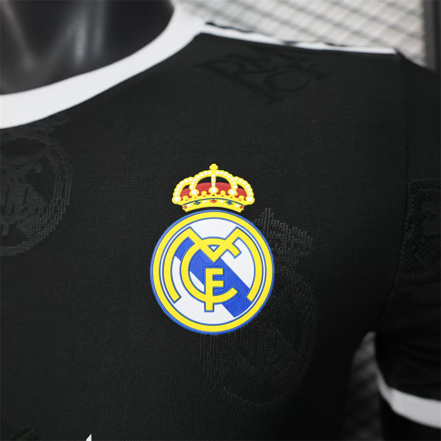 AlphaJersey-Real Madrid 25-26 Black Team Logo Jacquard Special Jersey - Player Version