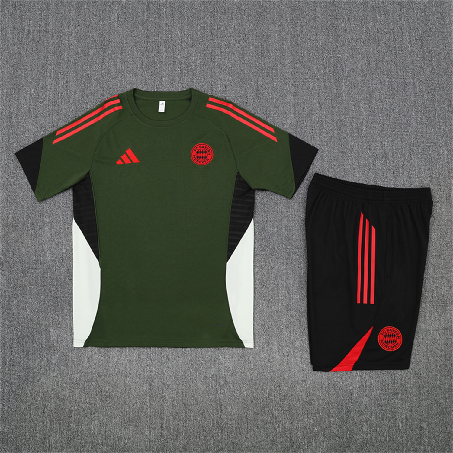 AlphaJersey-Bayern Munich 25-26 Kids Short-Sleeve Training Set - Green Top & Black shorts