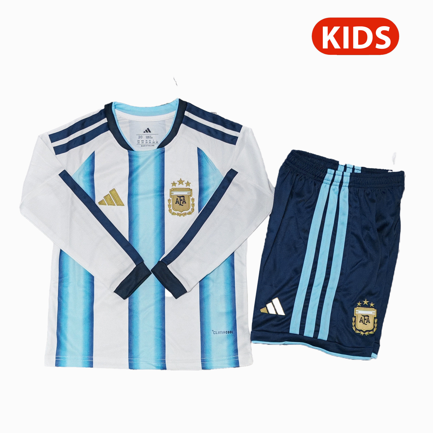 AlphaJersey-Argentina 2026 Home Long Sleeves Kids Kit - Without Chest Patch