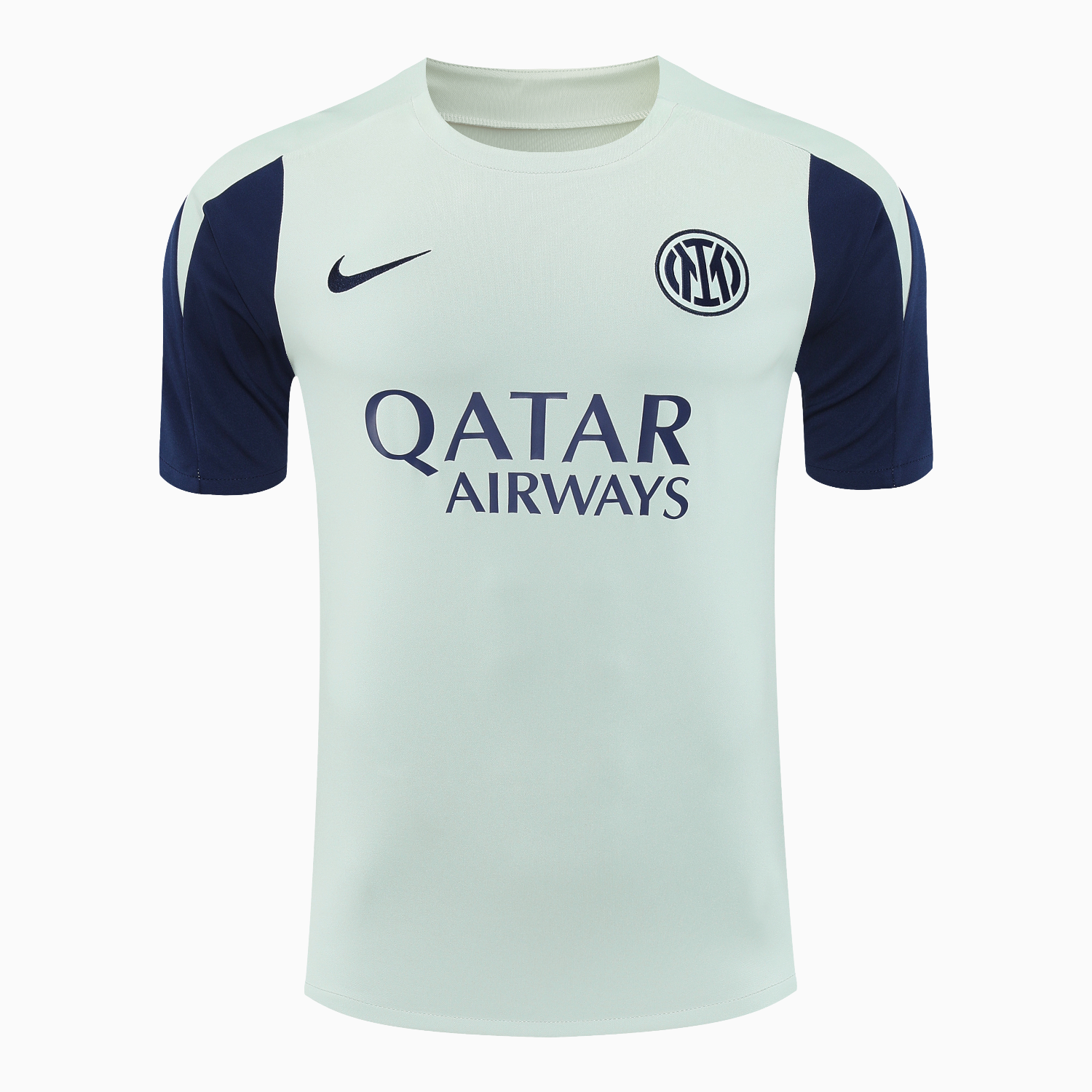 AlphaJersey-Inter Milan 25-26 Short-Sleeve Training Set - Blue Sleeve White Top & Blue Shorts