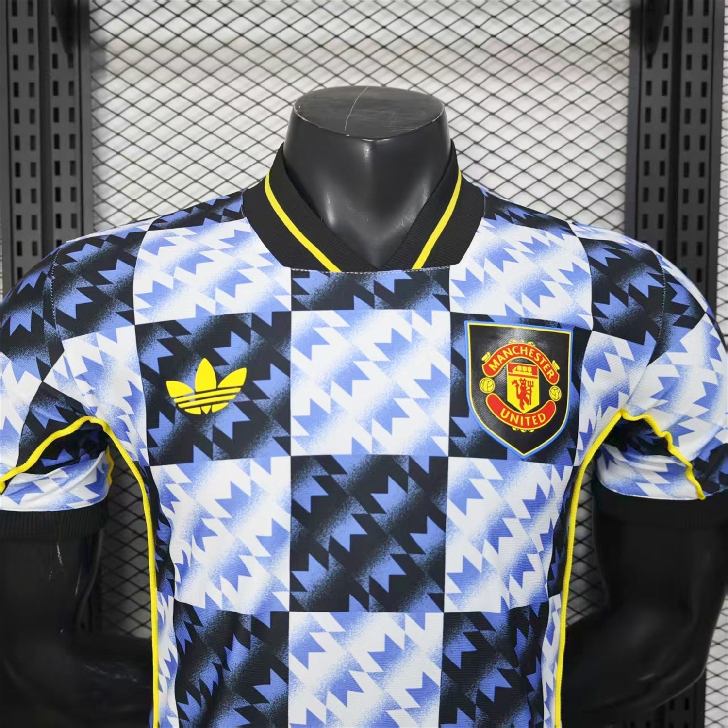 AlphaJersey-Manchester United 25-26 Blue And Black Checkerboard Special Jersey - Player Version