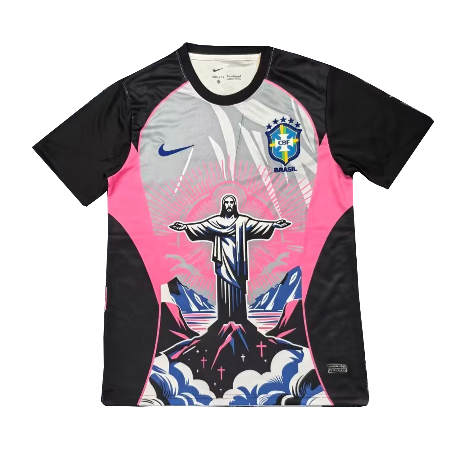 AlphaJersey-Brazil 25-26 Jesus Pink And Black Jersey - Fans Version