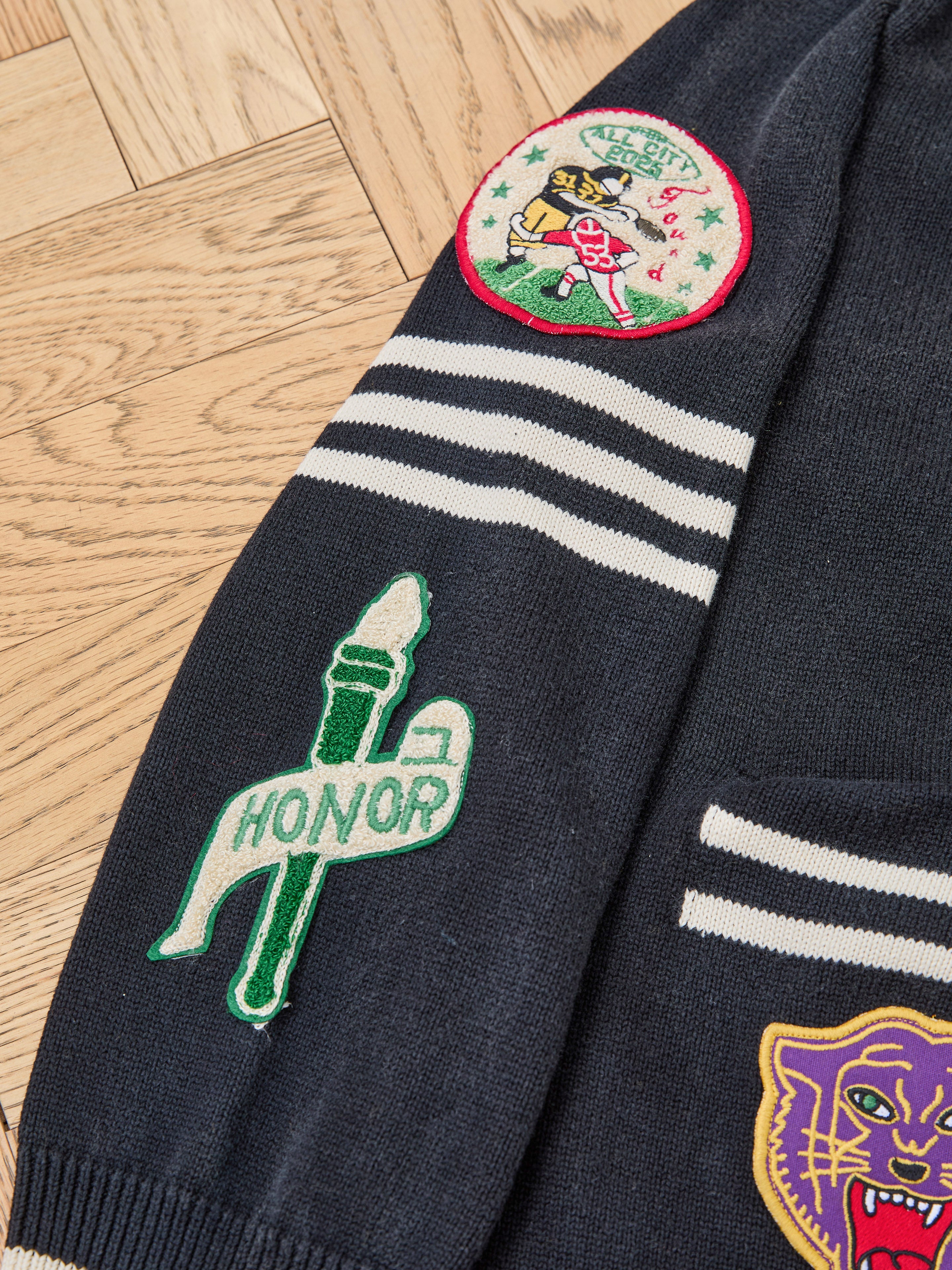 Varsity Patch Collared Cardigan | Modern Menswear by yycbvcnbmmnbm